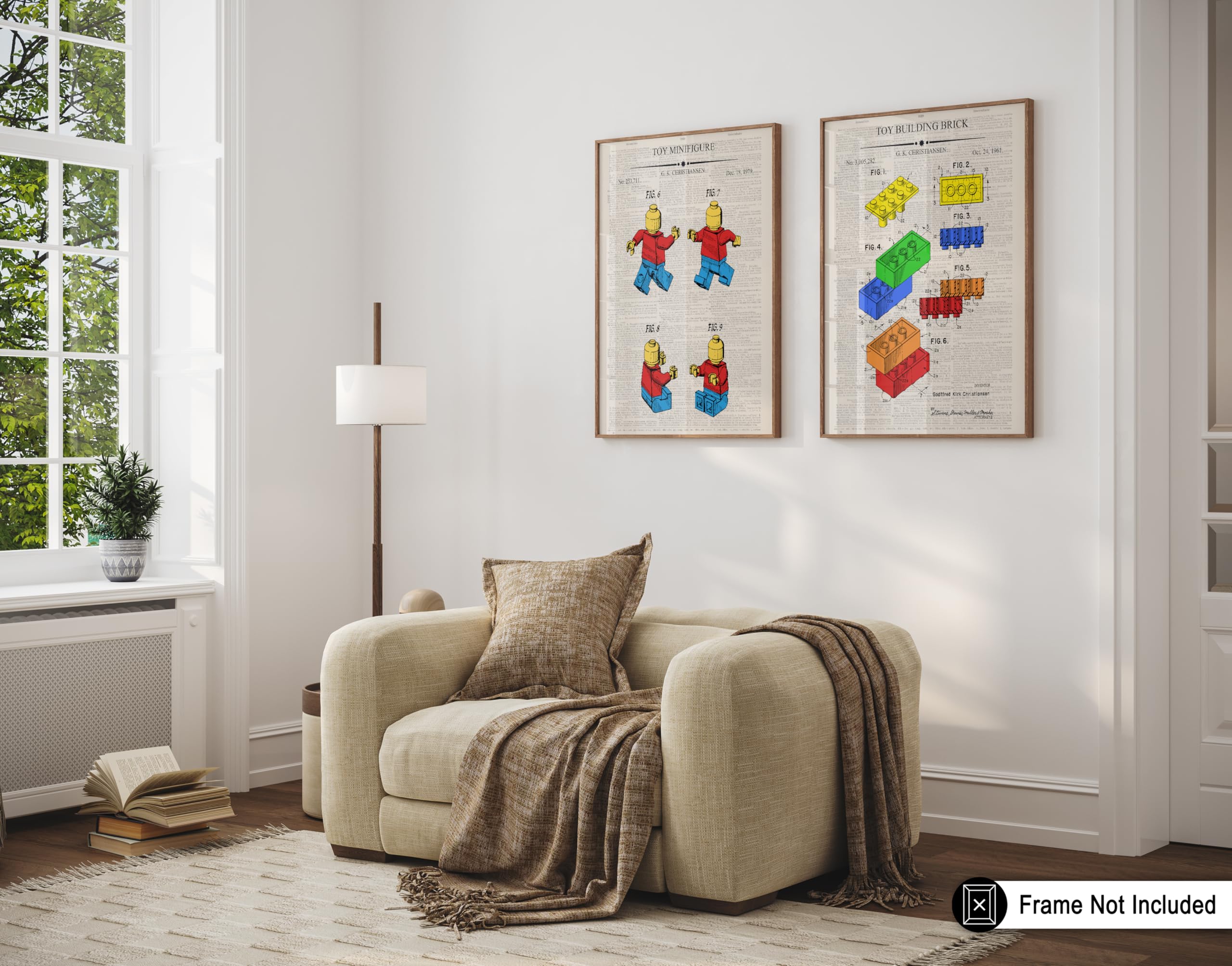 Monem Art 2-Piece Construction Toy Blueprint Poster - Building Blocks Patent Print - Dictionary Art - Technical Drawing - Minifigure Art - Kids Room Wall Decor - 8x10 UNFRAMED Wall Art - Image 5