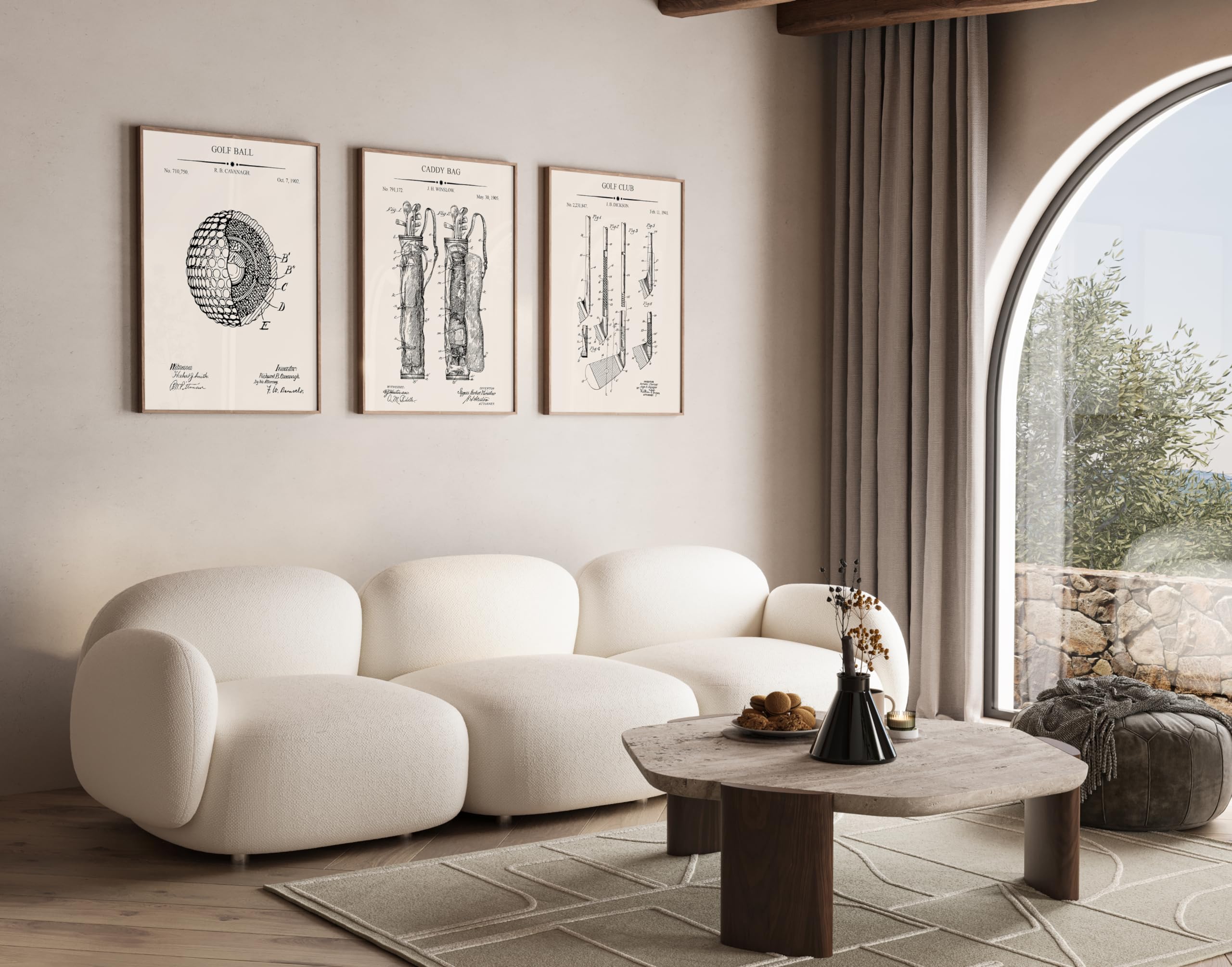 Monem Art 3-Piece Golf Ball Patent Print - Blueprint Poster - Sports Art - Technical Drawing Wall Design - Great Office, Living Room or Gym Wall Decor - 8x10 UNFRAMED Wall Art - Image 3