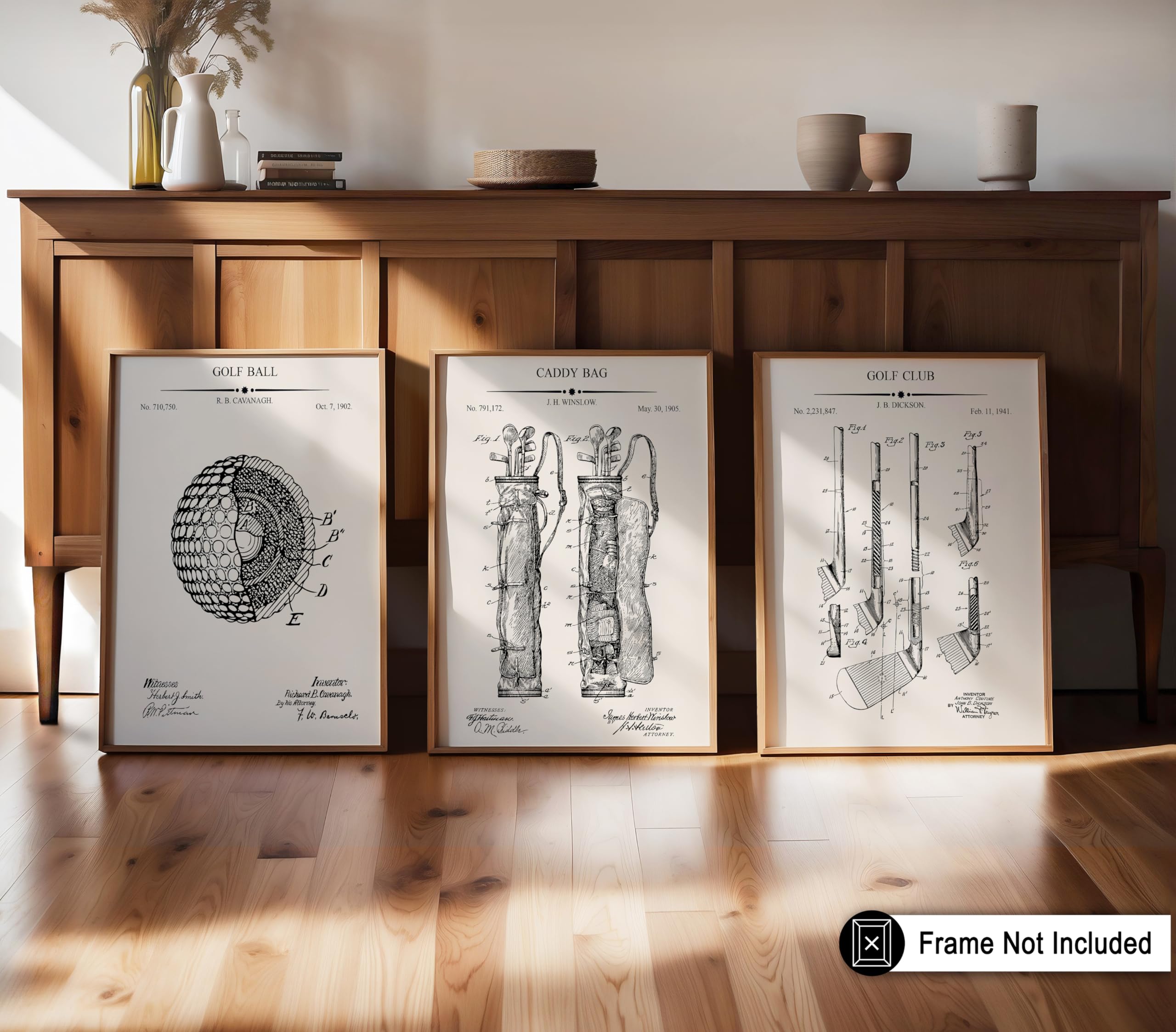 Monem Art 3-Piece Golf Ball Patent Print - Blueprint Poster - Sports Art - Technical Drawing Wall Design - Great Office, Living Room or Gym Wall Decor - 8x10 UNFRAMED Wall Art - Image 4