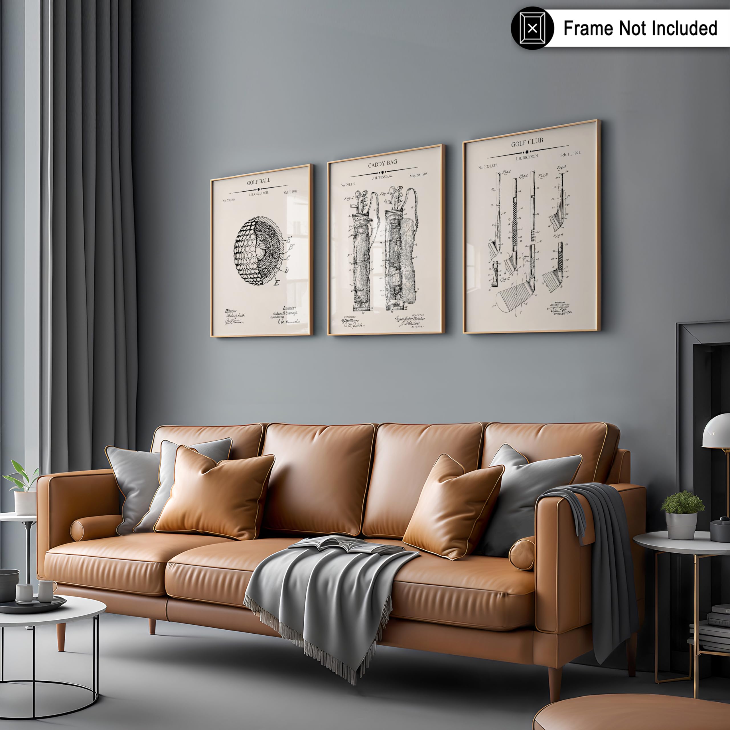 Monem Art 3-Piece Golf Ball Patent Print - Blueprint Poster - Sports Art - Technical Drawing Wall Design - Great Office, Living Room or Gym Wall Decor - 8x10 UNFRAMED Wall Art - Image 5