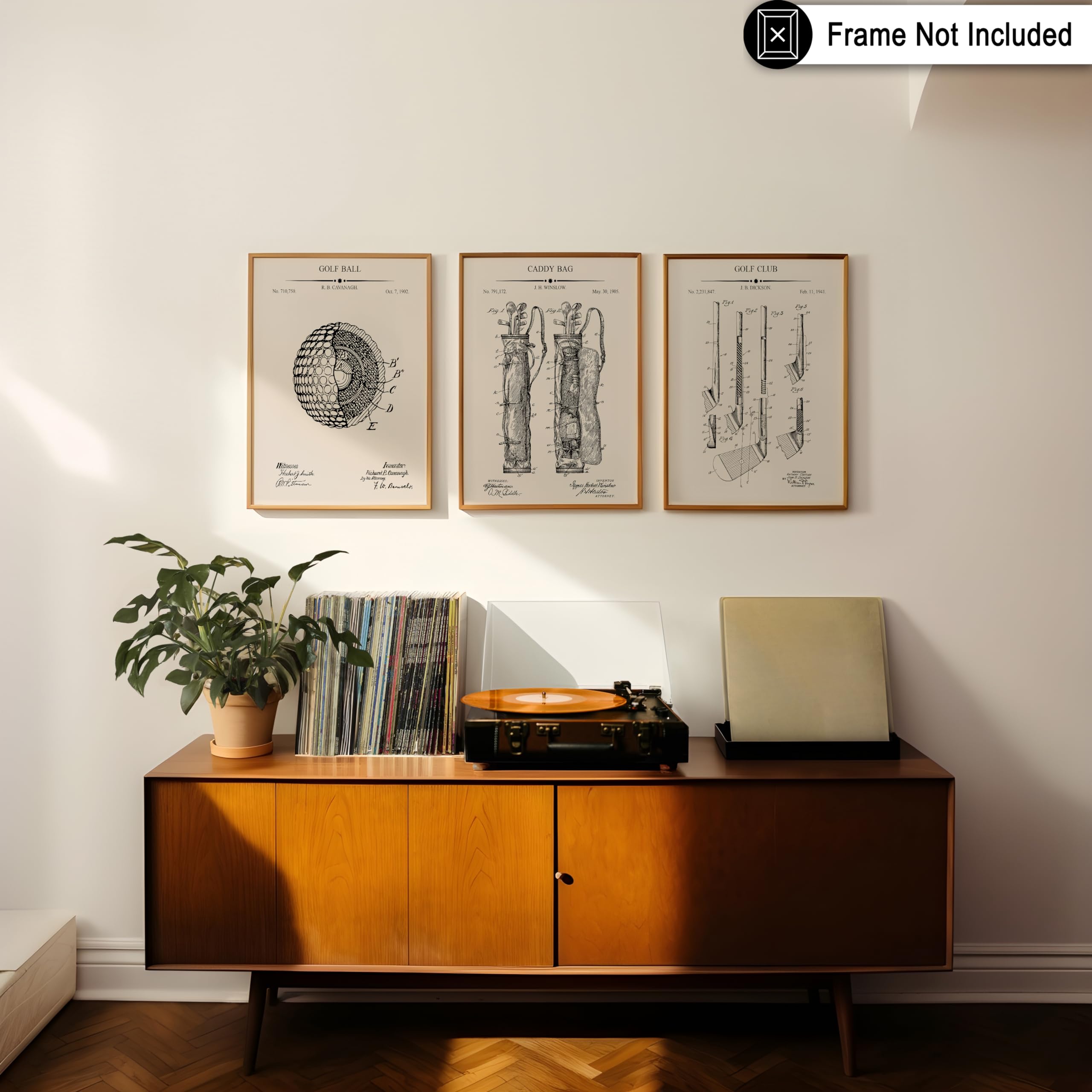 Monem Art 3-Piece Golf Ball Patent Print - Blueprint Poster - Sports Art - Technical Drawing Wall Design - Great Office, Living Room or Gym Wall Decor - 8x10 UNFRAMED Wall Art - Image 6