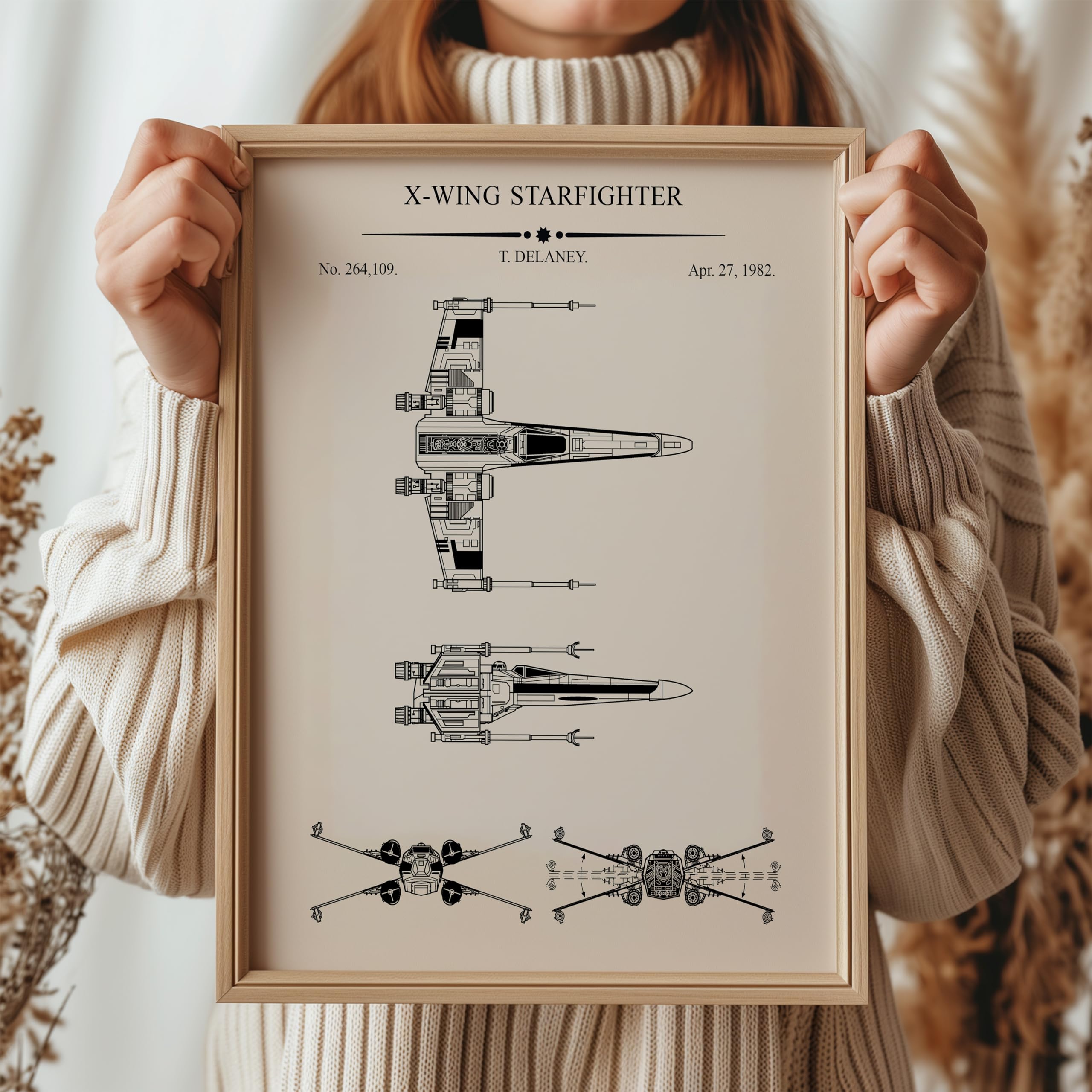 Monem Art 6-Piece Sci Fi Characters Blueprint Poster - Spaceship Patent Print - Fighter Jet & Armored Walker Art - Fantasy Print - Great Living Room or Kid's Room Decor - 8x10 UNFRAMED Wall Art - Image 4