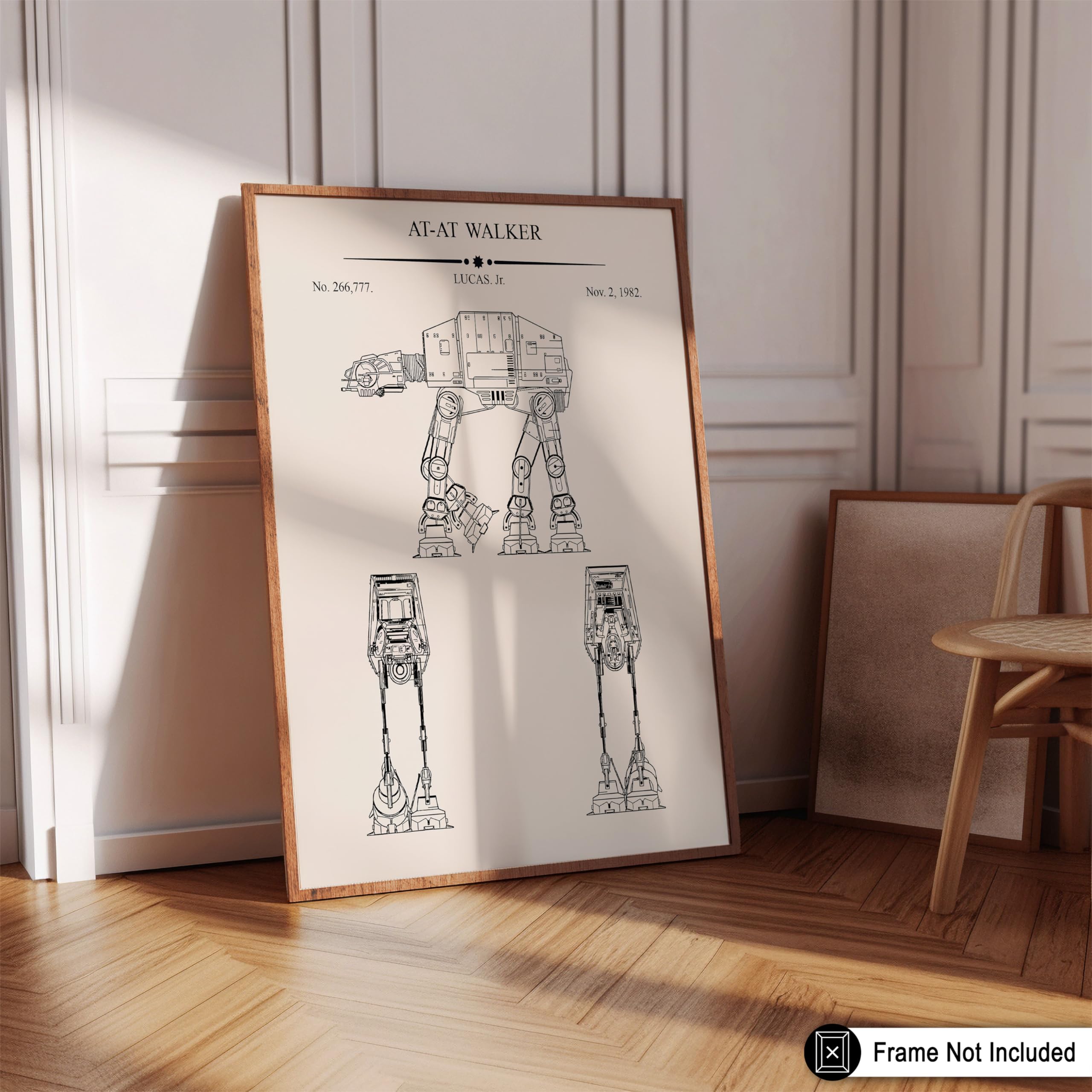 Monem Art 6-Piece Sci Fi Characters Blueprint Poster - Spaceship Patent Print - Fighter Jet & Armored Walker Art - Fantasy Print - Great Living Room or Kid's Room Decor - 8x10 UNFRAMED Wall Art - Image 5