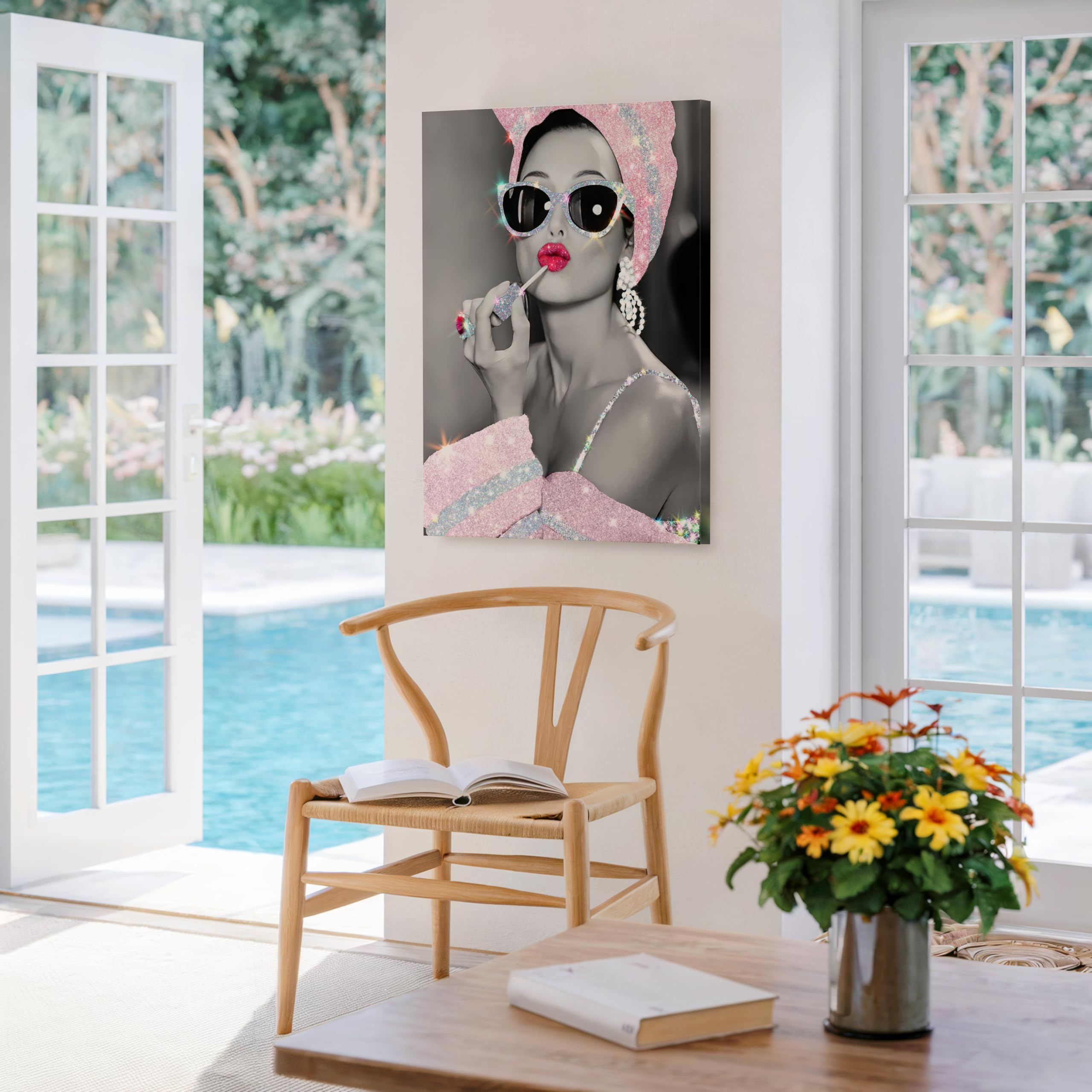 Monem Art Audrey Canvas - Glitter Print - Fashion Art - Sparkling Gift for Her & Fashionista - Lipstick Art - Glamour Decor for Bedroom or Girl's Room - Available in 8x10 to 30x40 - Image 5