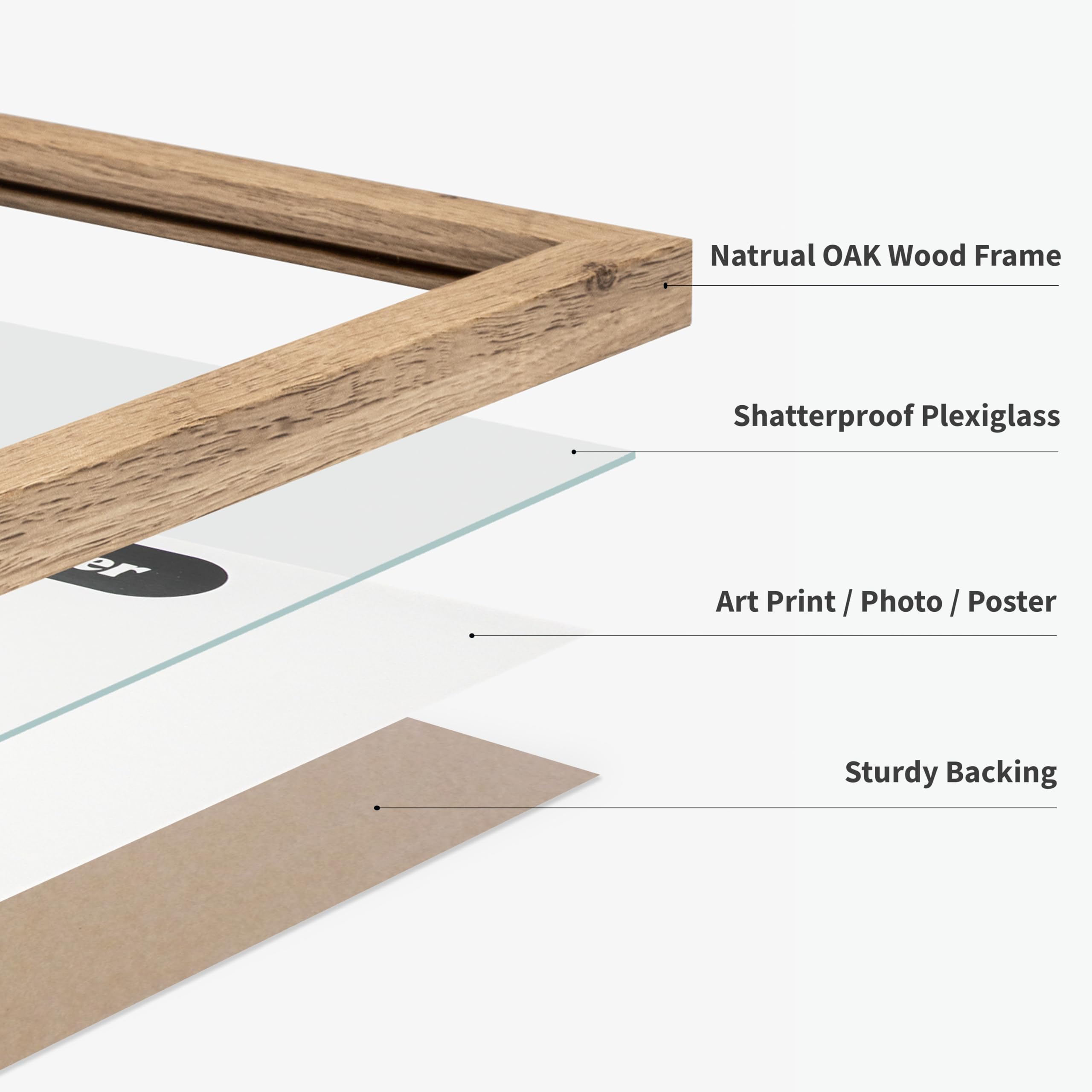 Monem Art Beige Oak Wood 8x10 Picture Frame - Modern Wood Wall Art Display - Lightweight 8x10 Frame for Art Prints, Photos, Posters - Ready-to-Hang Vertically & Horizontally - Image 4