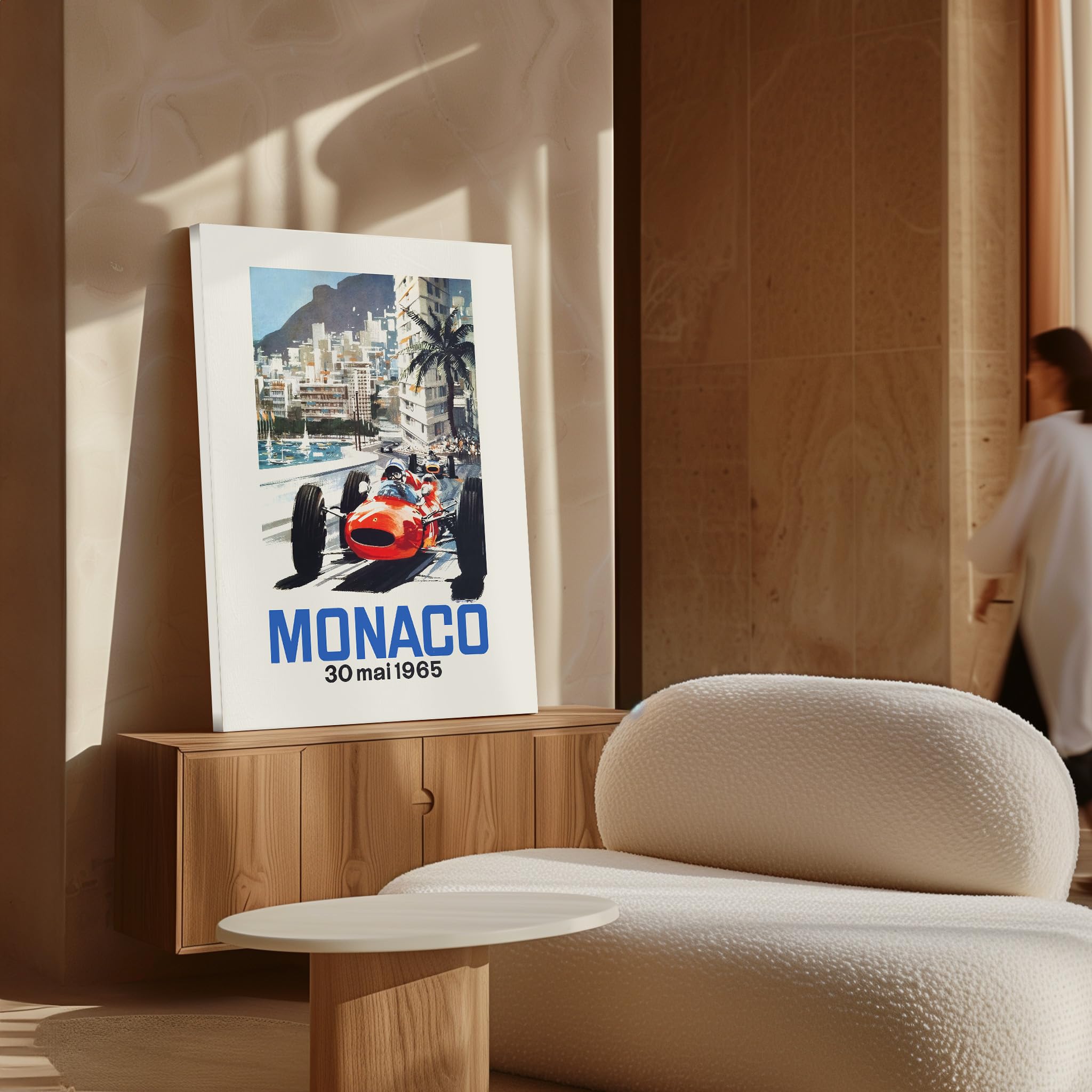 Monem Art Car Racing Canvas - Retro 23rd Monaco Print - Race Car Art - Gift for Men, Women, Car Enthusiast - Decor for Bedroom, Ocean or Beach House - Available in 8x10 to 30x40 - Image 4