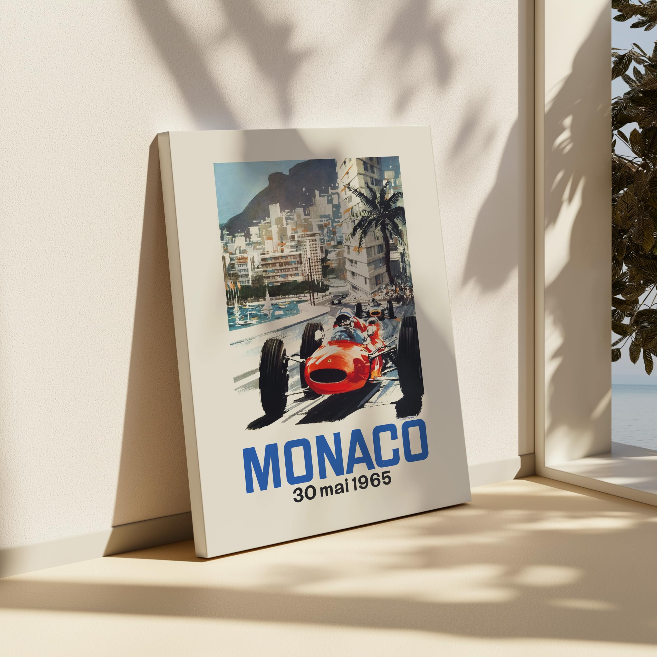Monem Art Car Racing Canvas - Retro 23rd Monaco Print - Race Car Art - Gift for Men, Women, Car Enthusiast - Decor for Bedroom, Ocean or Beach House - Available in 8x10 to 30x40 - Image 6