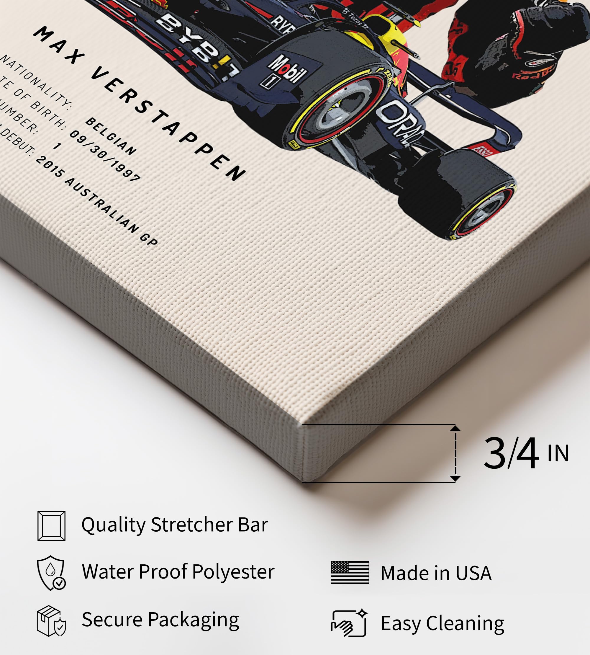 Monem Art Car Racing Driver Canvas - Race Car Print - Sports Art - Gift for Men, Women & Car Enthusiast - Minimal Art - Decor for Office, Dorm or Garage - Available in 8x10 to 30x40 - Image 3