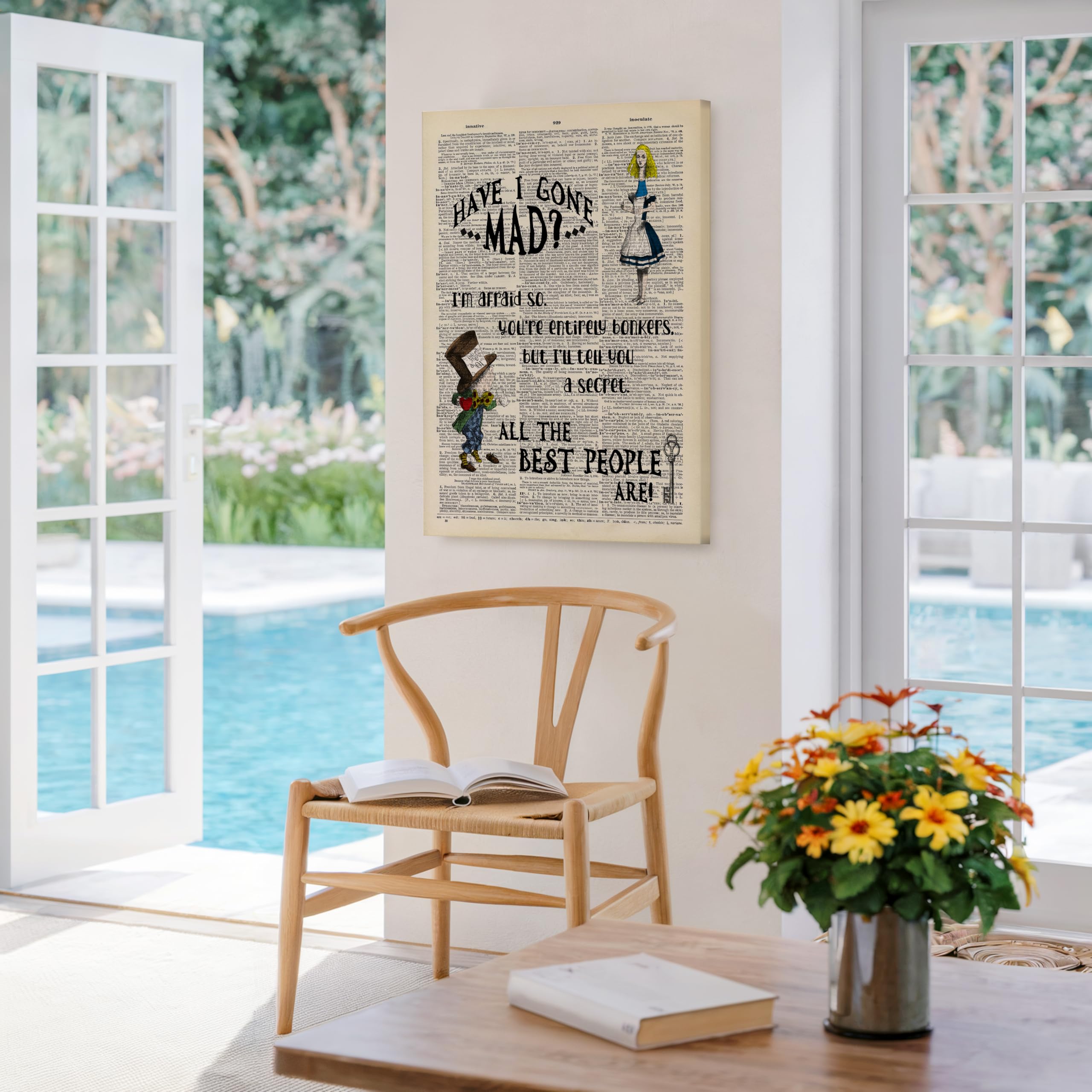 Monem Art Dictionary Art Canvas - Alice Wonderland Print - Have I Gone Mad Art - Gift for Boy, Girl - Mad Hatter Rustic Decor for Nursery, Bedroom, Kid's Room - Available in 8x10 to 30x40 - Image 5
