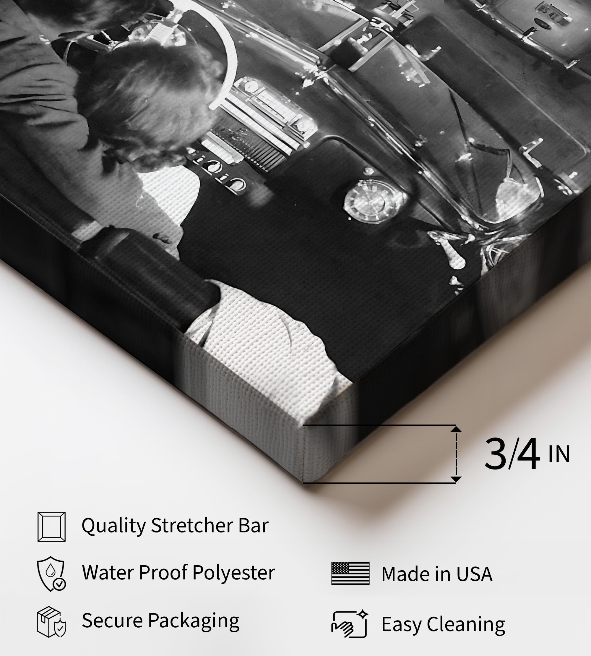 Monem Art Drive In Movie Theater Canvas - Classic Cars Print - Couple Art - Black and White Photography - Valentine's Day Gift - Romantic Bedroom or Office Decor - Available in 8x10" to 30x40" - Image 3