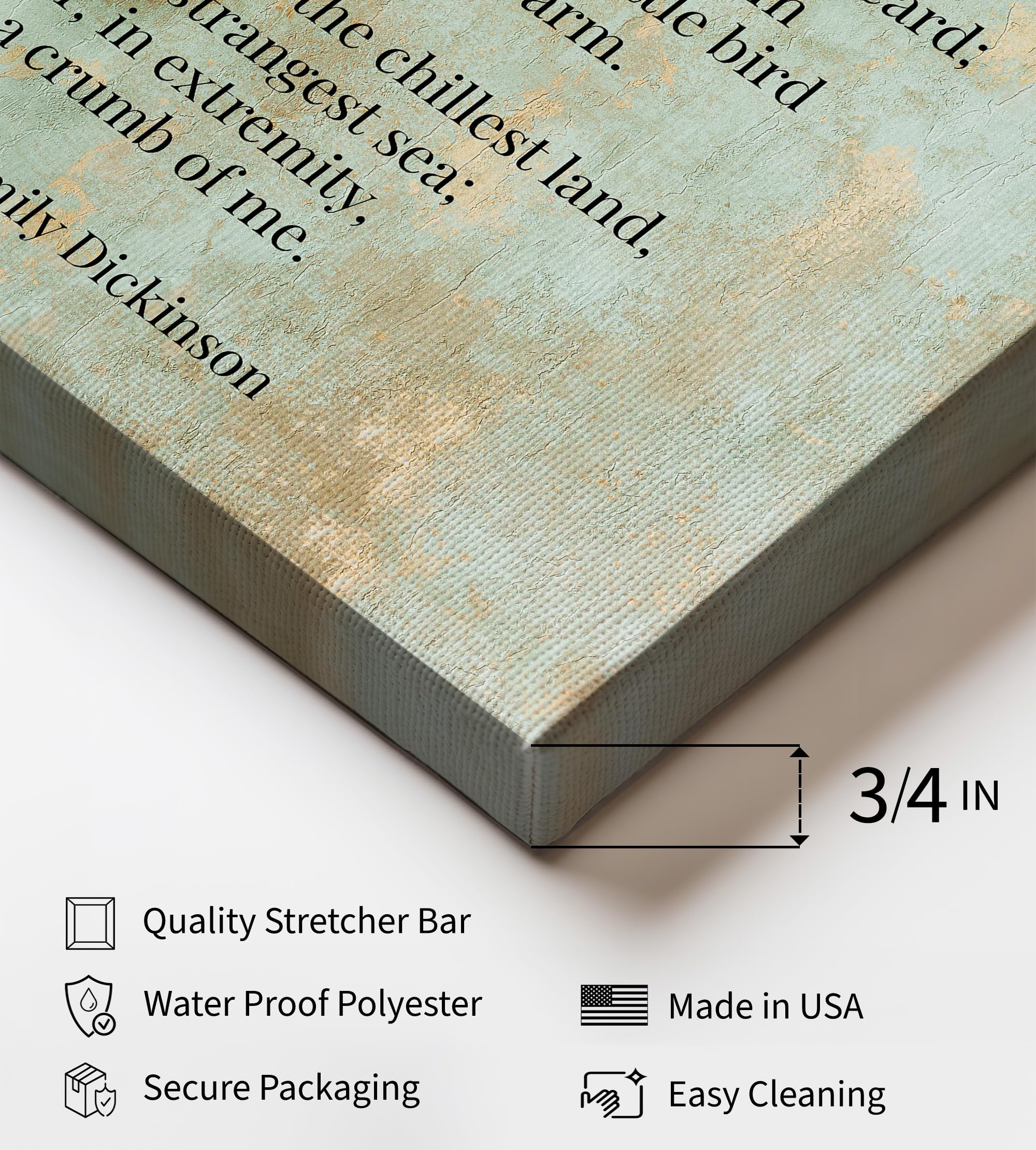 Monem Art Emily Dickinson Canvas - Hope Is The Thing With Feathers Print - Poetry Art - Motivational Gift for Men, Women - Wall Decor for Living Room, Bedroom - Available in 8x10 to 30x40 - Image 3