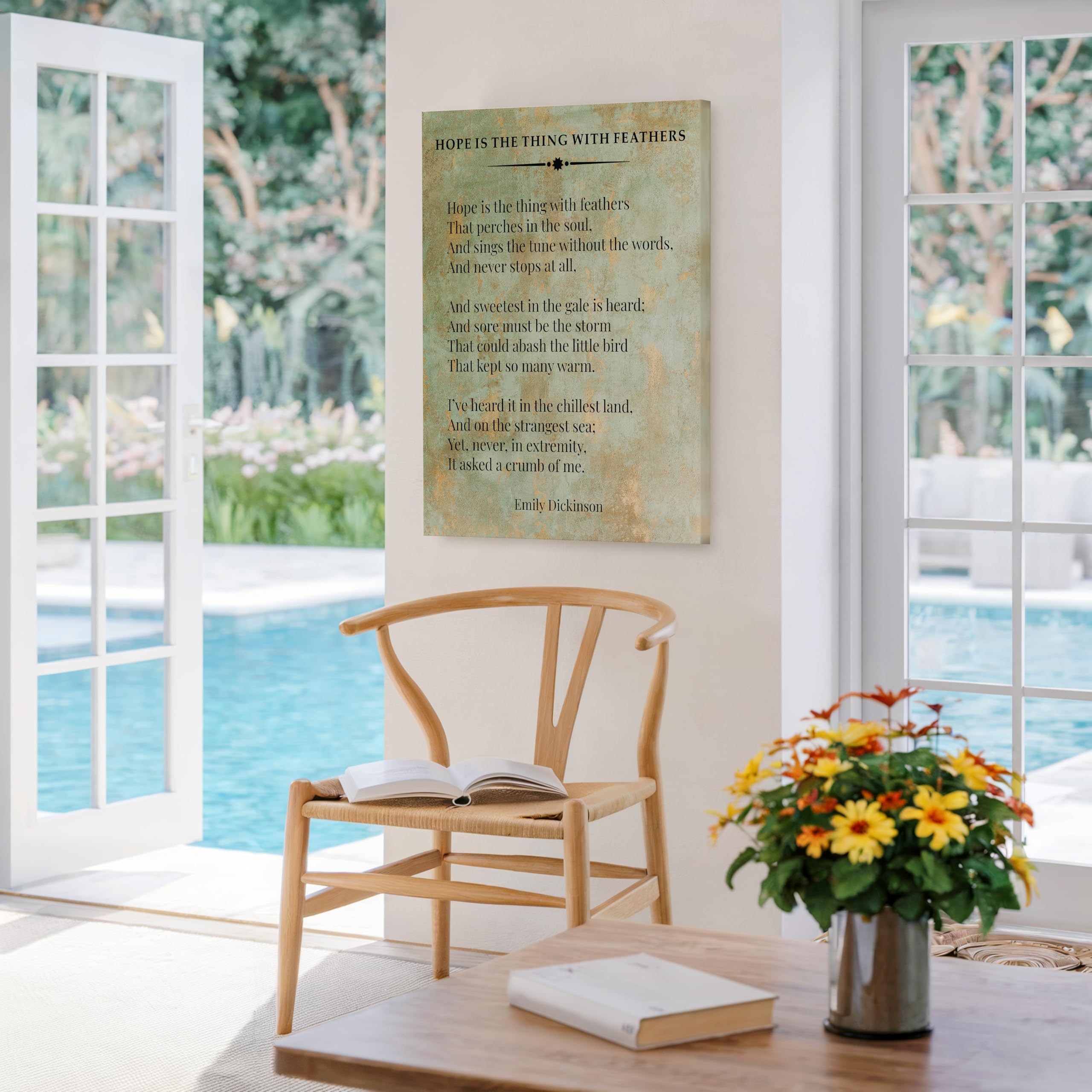 Monem Art Emily Dickinson Canvas - Hope Is The Thing With Feathers Print - Poetry Art - Motivational Gift for Men, Women - Wall Decor for Living Room, Bedroom - Available in 8x10 to 30x40 - Image 5