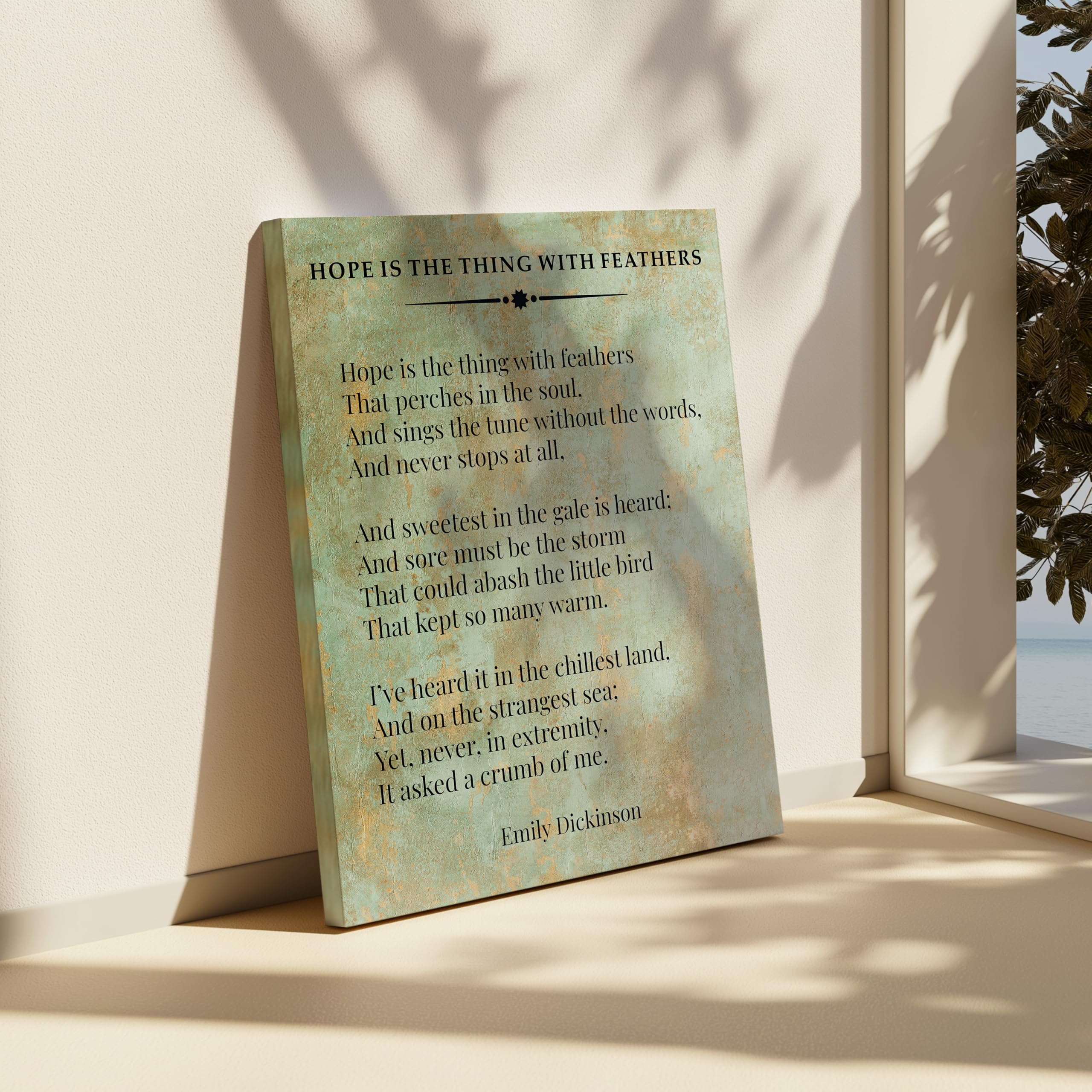Monem Art Emily Dickinson Canvas - Hope Is The Thing With Feathers Print - Poetry Art - Motivational Gift for Men, Women - Wall Decor for Living Room, Bedroom - Available in 8x10 to 30x40 - Image 6