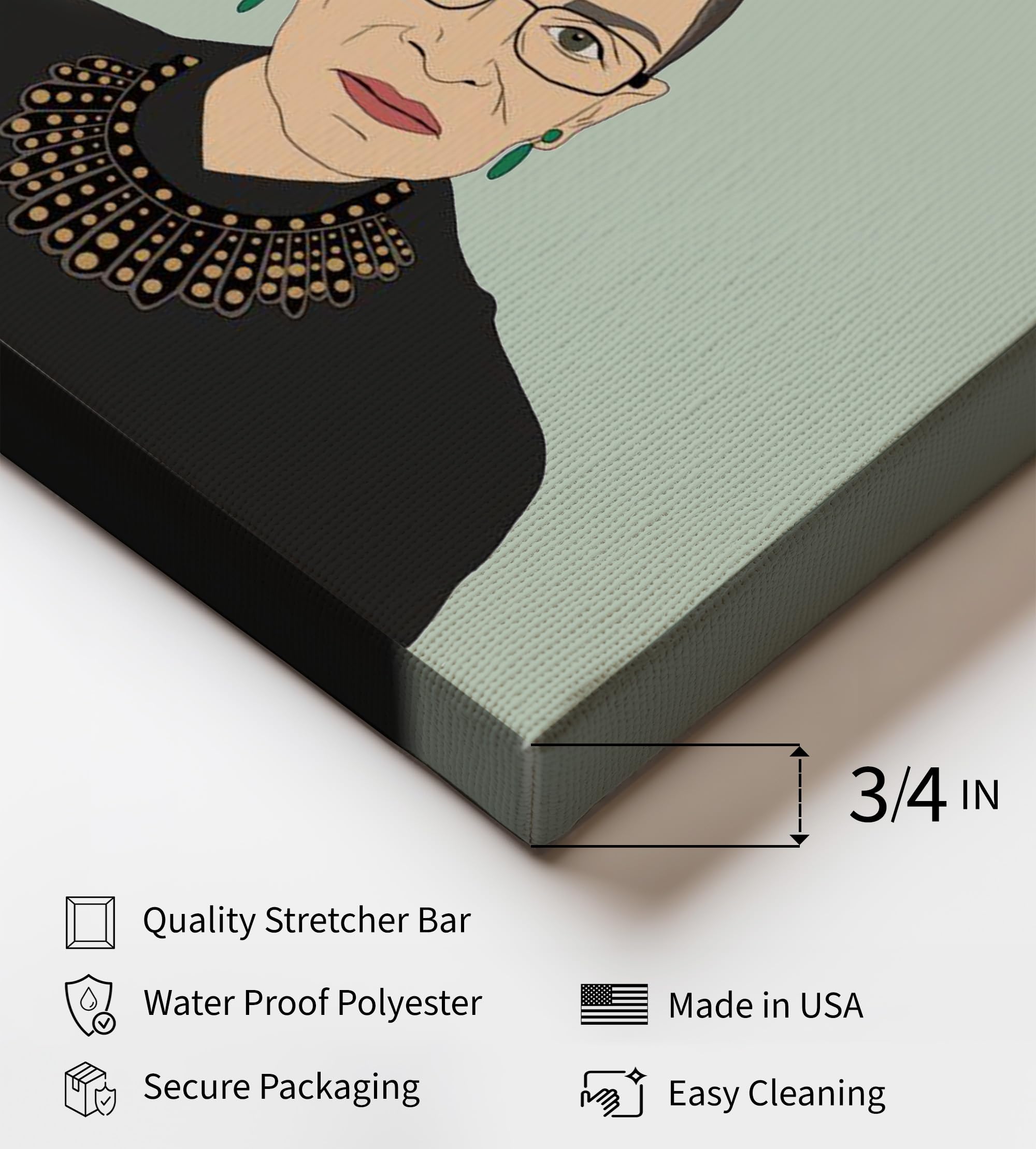 Monem Art Fragile Like A Bomb Canvas - Ruth Bader Ginsburg Print - Motivational Art - Inspirational Gift for Men & Women - Positive Decor for Bedroom or Office - Available in 8x10" to 30x40" - Image 3