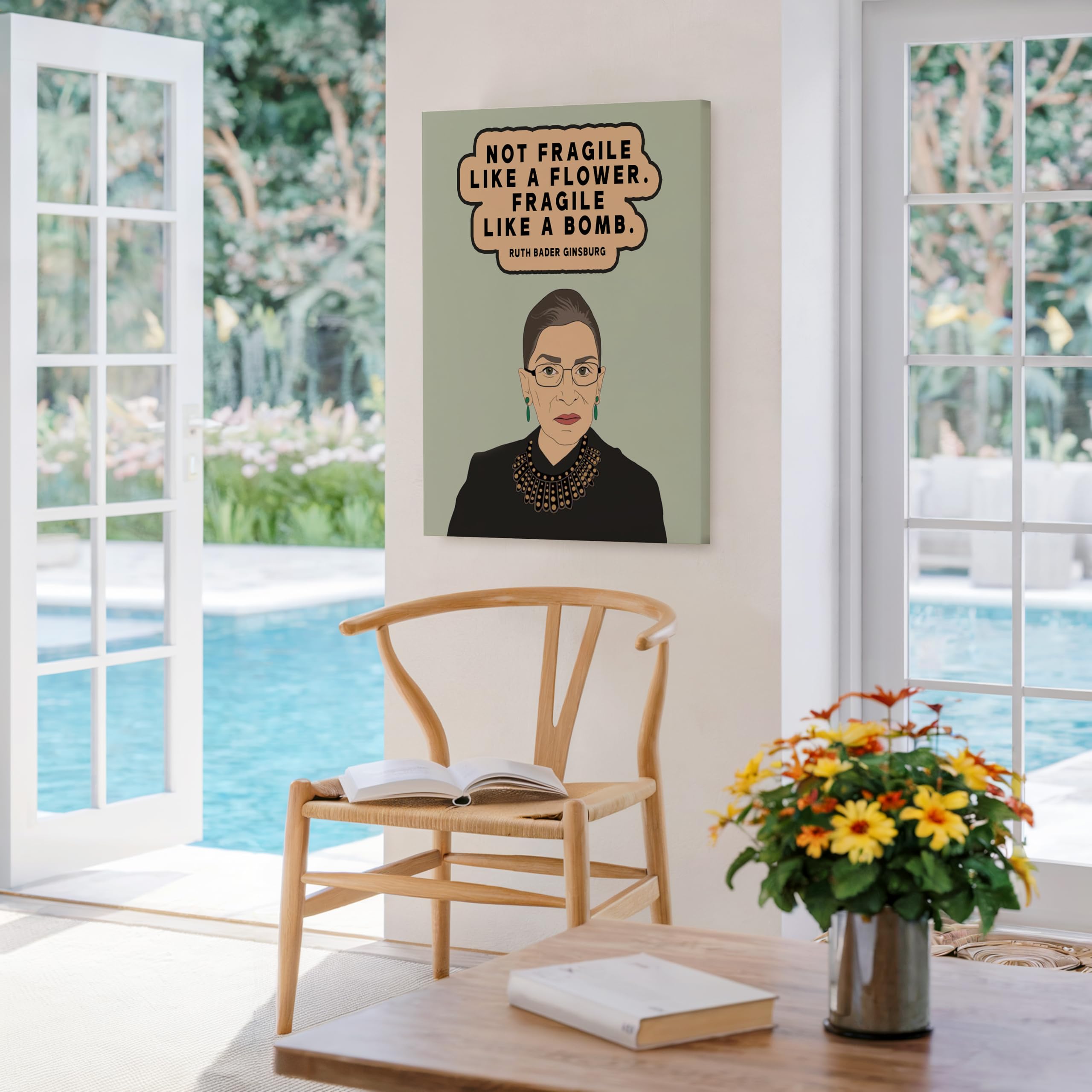 Monem Art Fragile Like A Bomb Canvas - Ruth Bader Ginsburg Print - Motivational Art - Inspirational Gift for Men & Women - Positive Decor for Bedroom or Office - Available in 8x10" to 30x40" - Image 5
