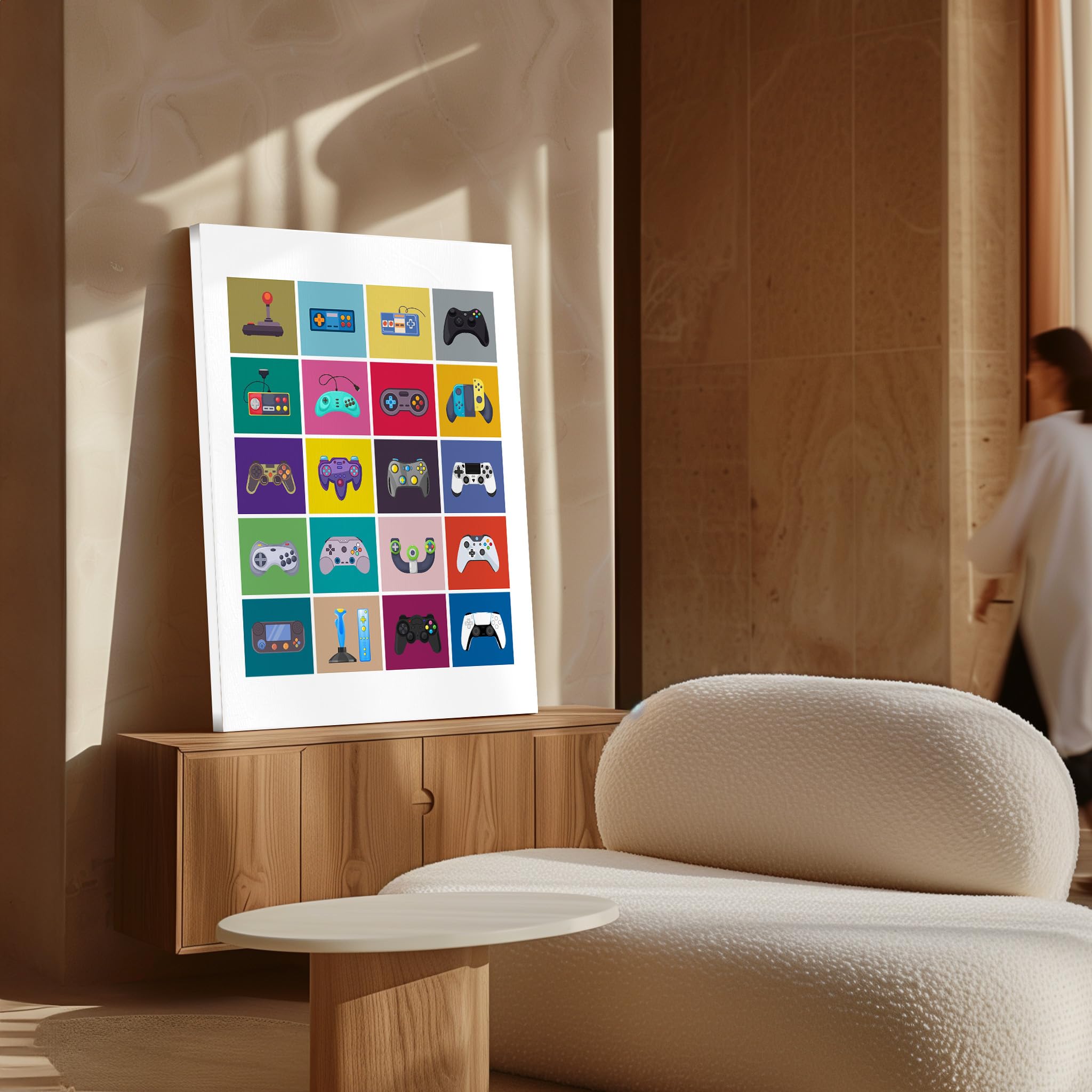 Monem Art Gaming Canvas - Video Game Controller Evolution Print - Geeky Art - Retro Consoles & Controllers Wall Design - Pop Art Game Room or Boy's Bedroom Decor - Available in 8x10 to 30x40 - Image 4