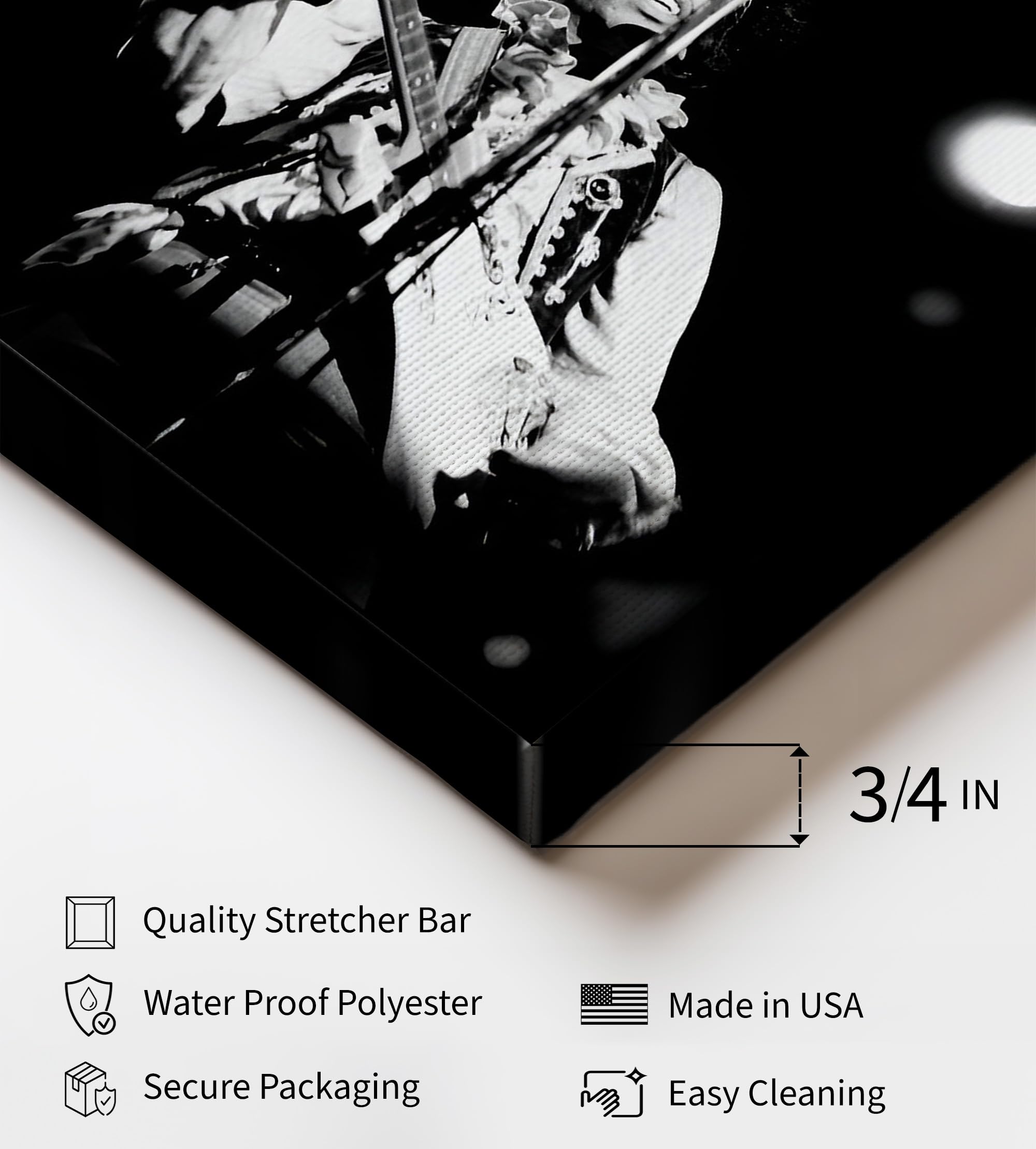 Monem Art Jimi Hendrix Canvas - Monterey Pop Festival Print - Musician Art - Black & White Photography Wall Design - Music Art - Studio or Living Room Decor - Available in 8x10" to 30x40" - Image 3