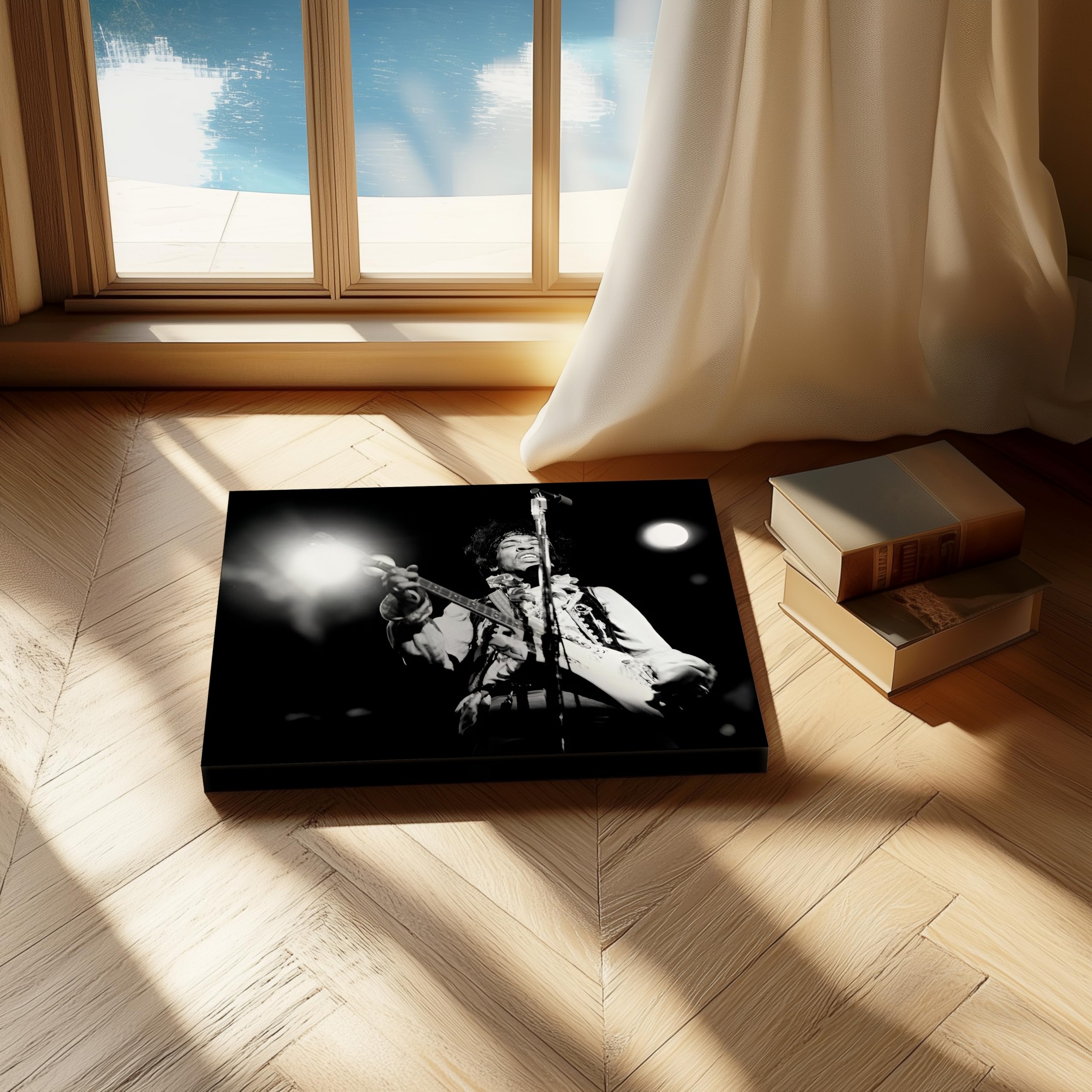 Monem Art Jimi Hendrix Canvas - Monterey Pop Festival Print - Musician Art - Black & White Photography Wall Design - Music Art - Studio or Living Room Decor - Available in 8x10" to 30x40" - Image 4