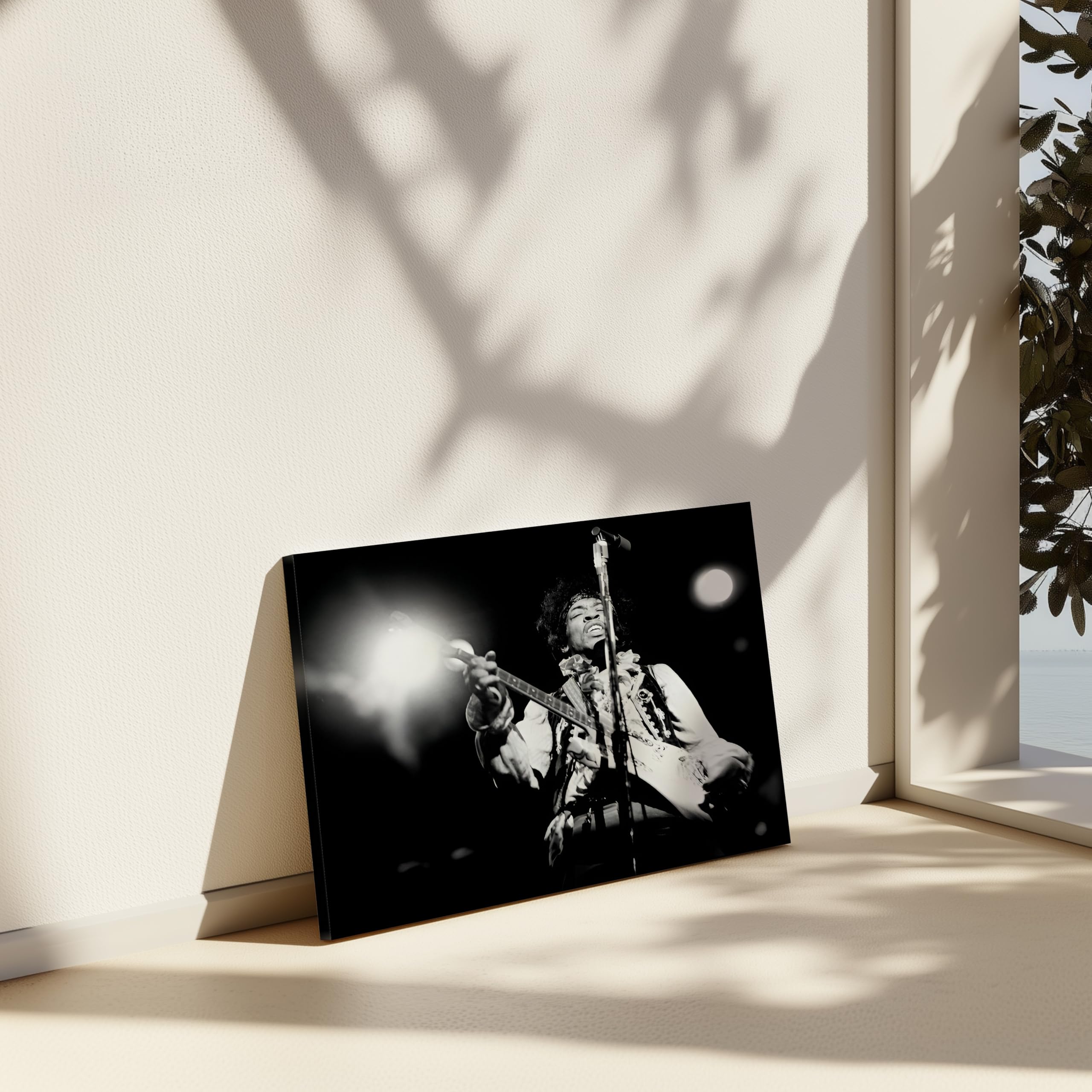 Monem Art Jimi Hendrix Canvas - Monterey Pop Festival Print - Musician Art - Black & White Photography Wall Design - Music Art - Studio or Living Room Decor - Available in 8x10" to 30x40" - Image 5