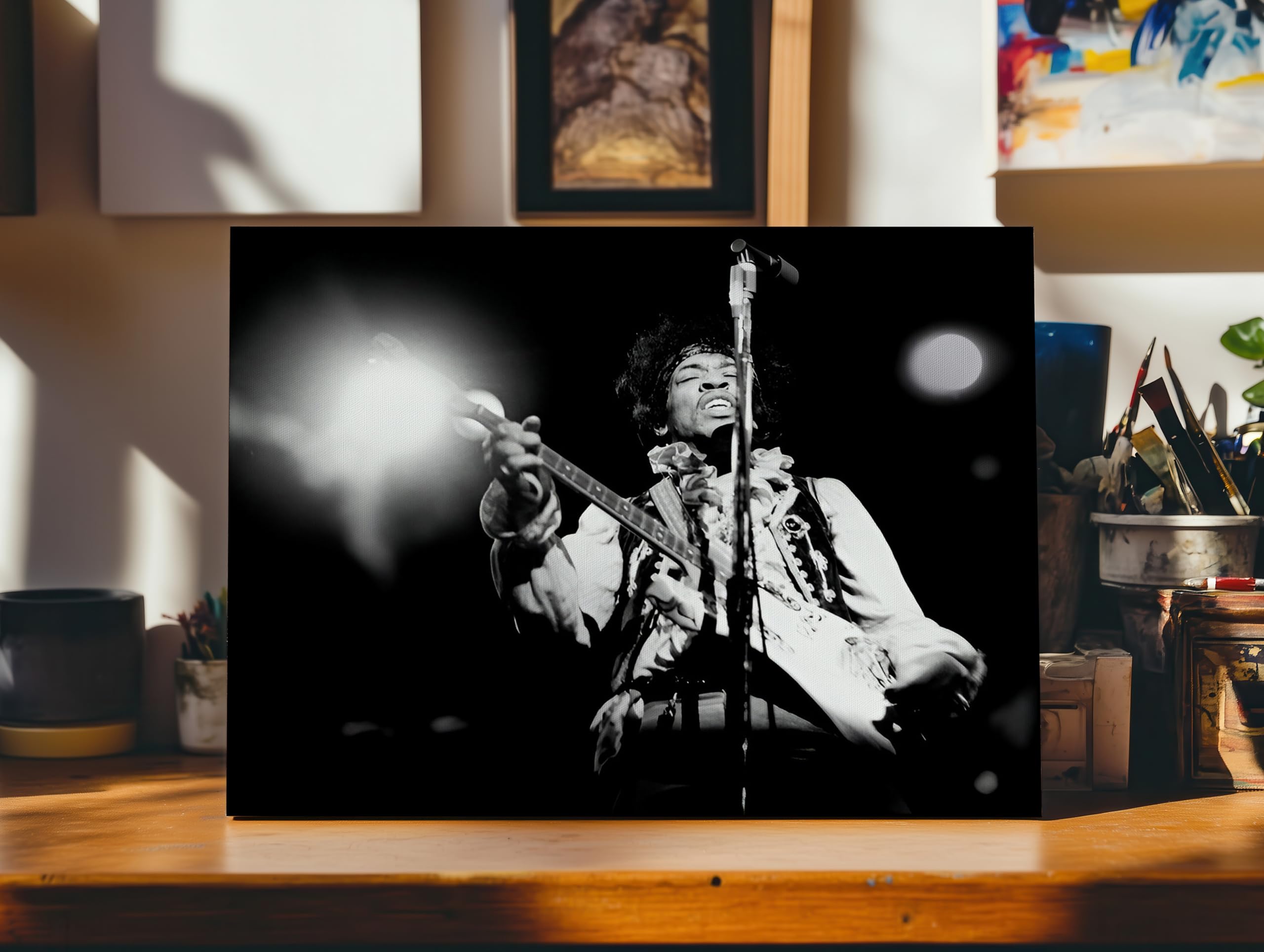 Monem Art Jimi Hendrix Canvas - Monterey Pop Festival Print - Musician Art - Black & White Photography Wall Design - Music Art - Studio or Living Room Decor - Available in 8x10" to 30x40" - Image 6