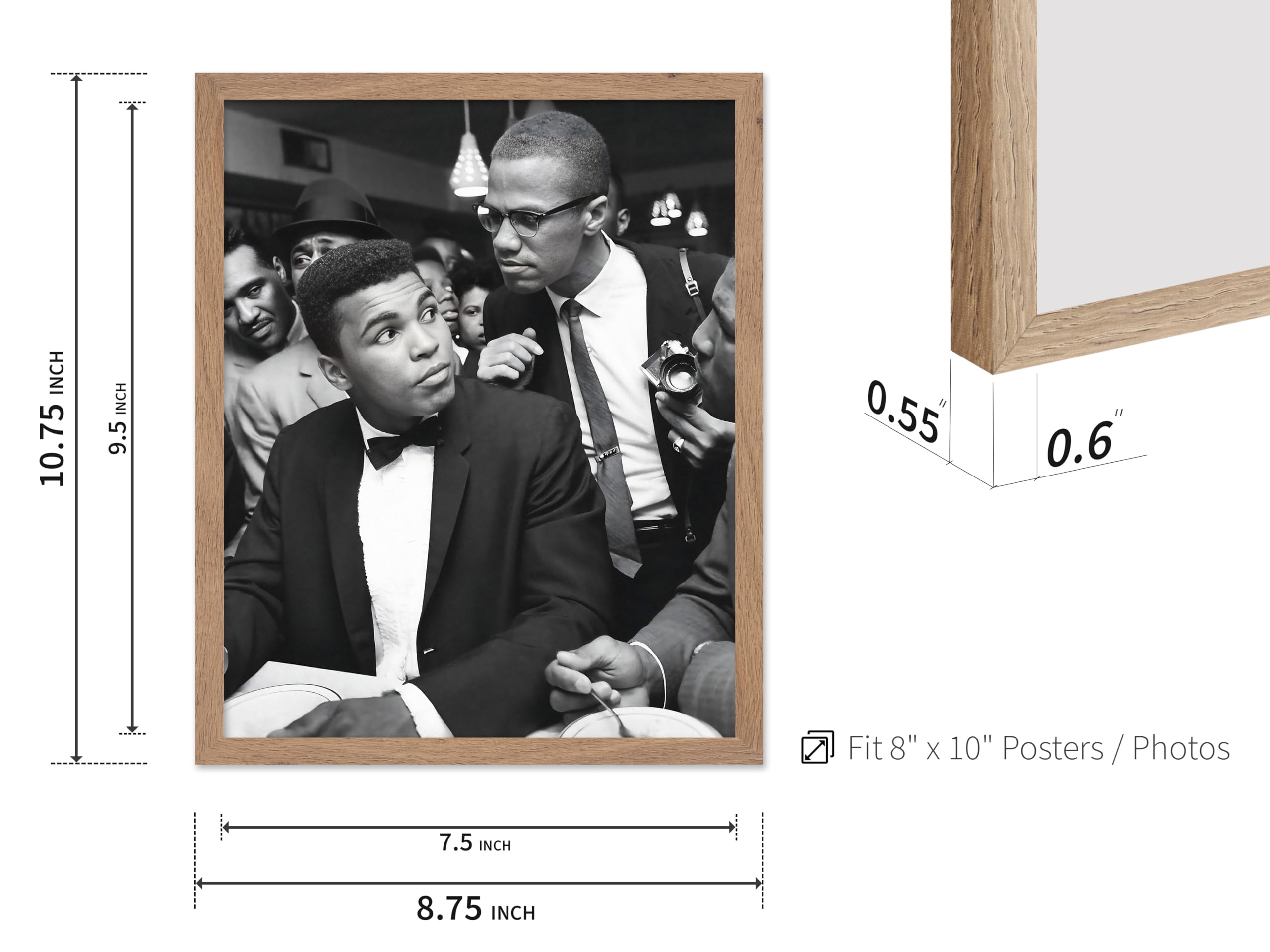 Monem Art Legendary Meeting Print - Minister Poster - Professional Boxer Art - Black and White Sports Design - Modern Gym or Living Room Decor - 8x10 Beige Framed - Image 3