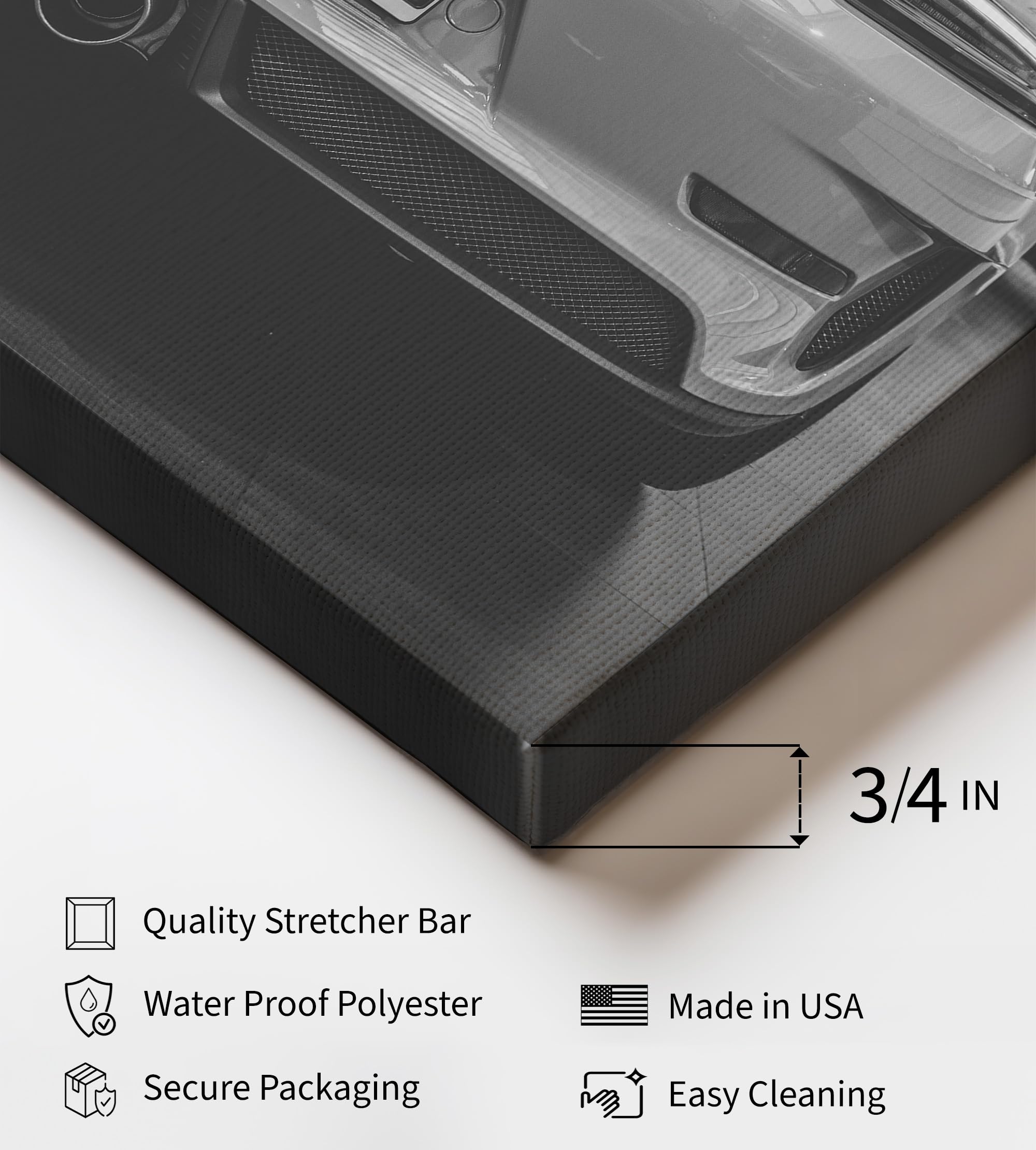 Monem Art Luxury Car Canvas - Automobile Print - Black and White Photography Art - Car Enthusiast Wall Design - Transportation Art - Garage or Bedroom Decor - Available in 8x10" to 30x40" - Image 3