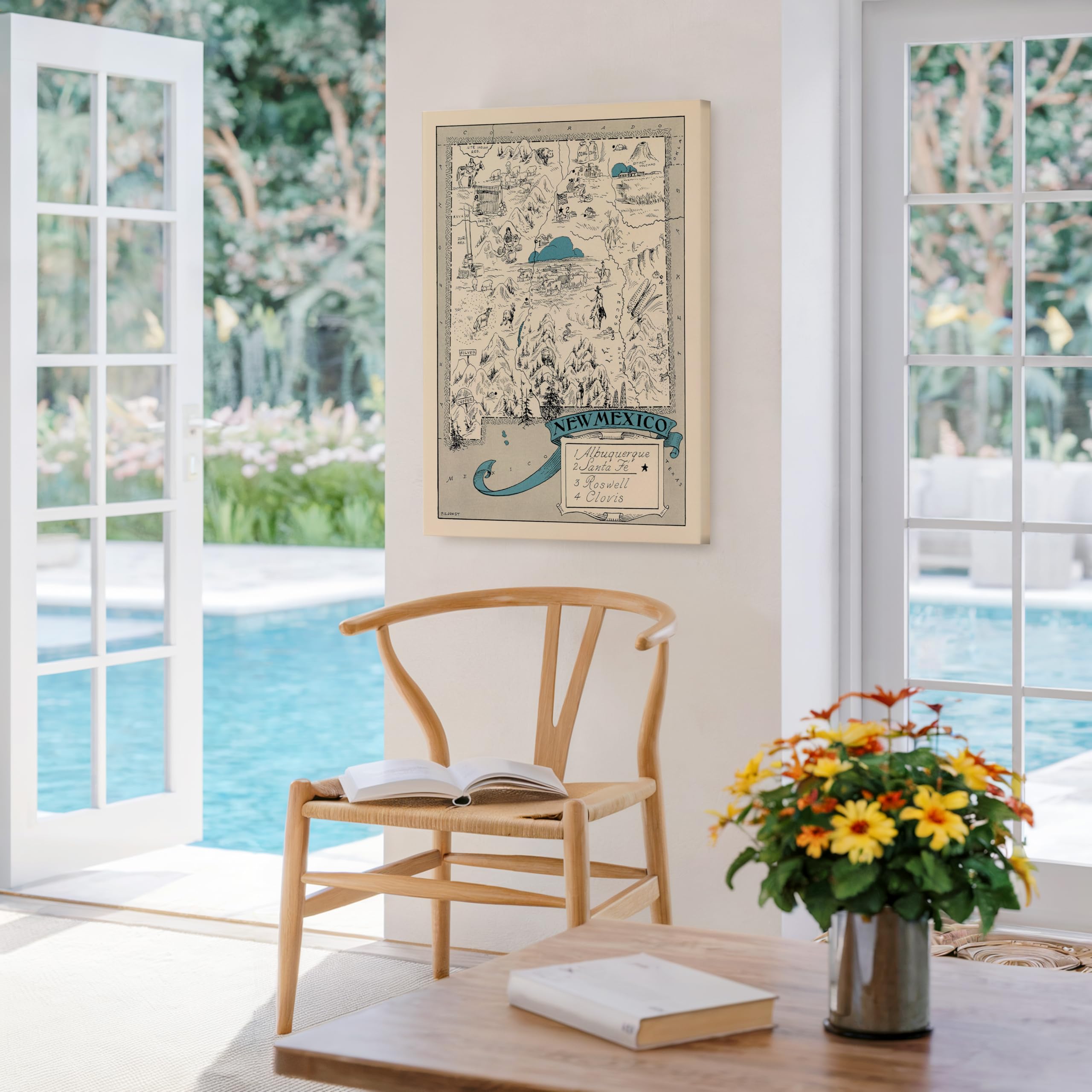 Monem Art Map Canvas - Retro New Mexico State Print - Educational Art - Gift for Teacher, Student, Travel Lover - Wall Decor for Classroom, Office, Dorm - Available in 8x10 to 30x40 - Image 5