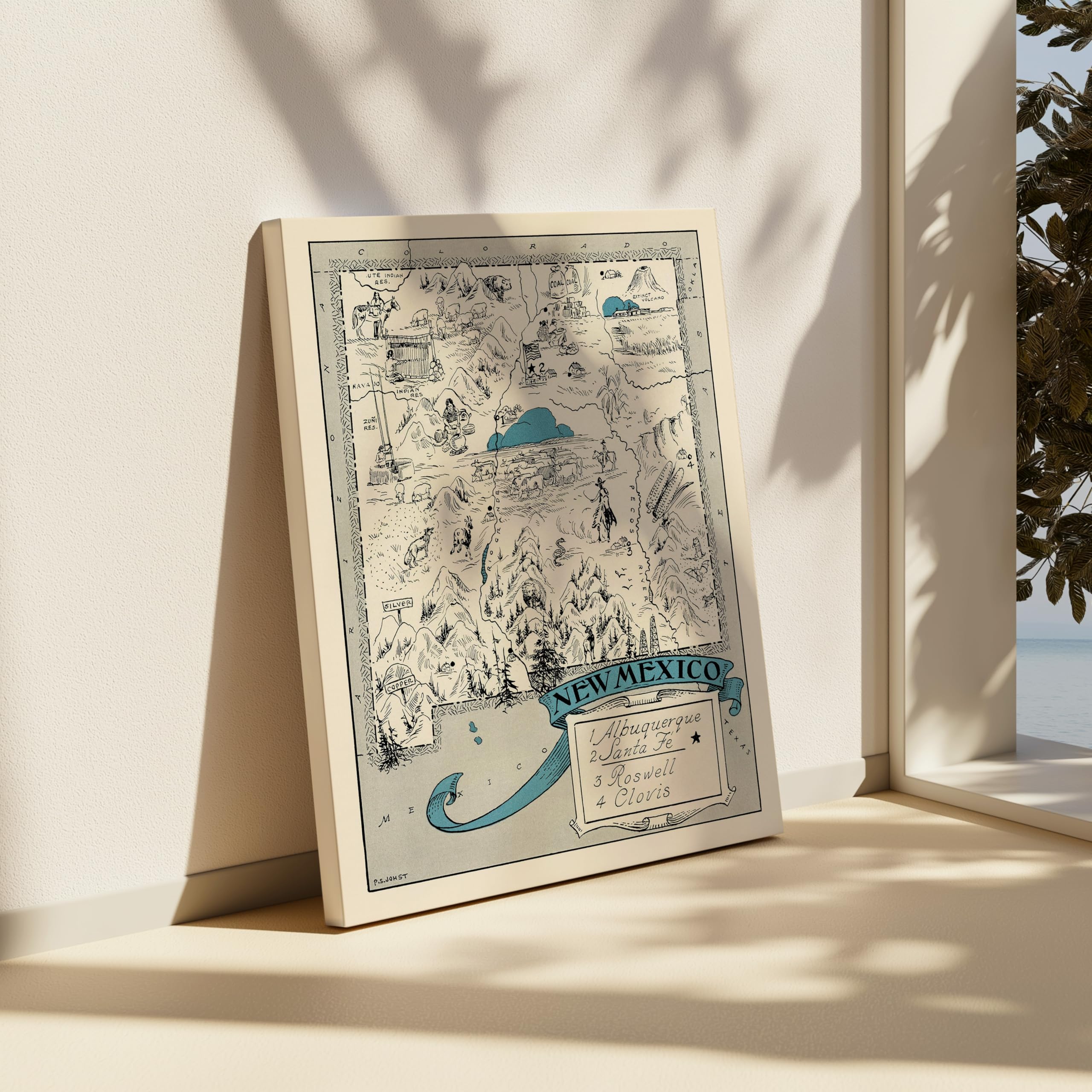 Monem Art Map Canvas - Retro New Mexico State Print - Educational Art - Gift for Teacher, Student, Travel Lover - Wall Decor for Classroom, Office, Dorm - Available in 8x10 to 30x40 - Image 6