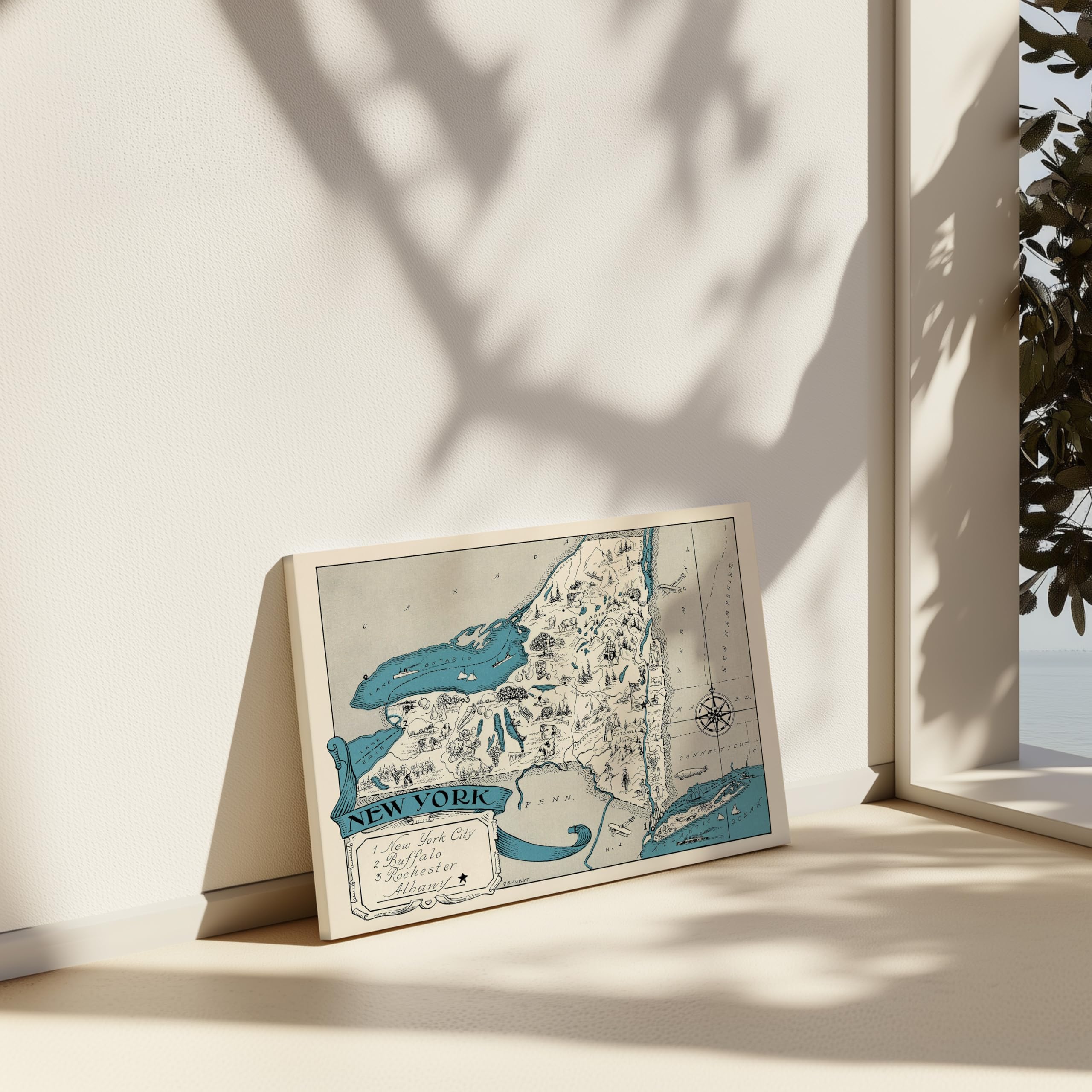 Monem Art Map Canvas - Retro New York State Print - Educational Art - Gift for Teacher, Student, Travel Lover, New Yorker - Decor for Classroom, Office, Dorm - Available in 8x10" to 30x40" - Image 5