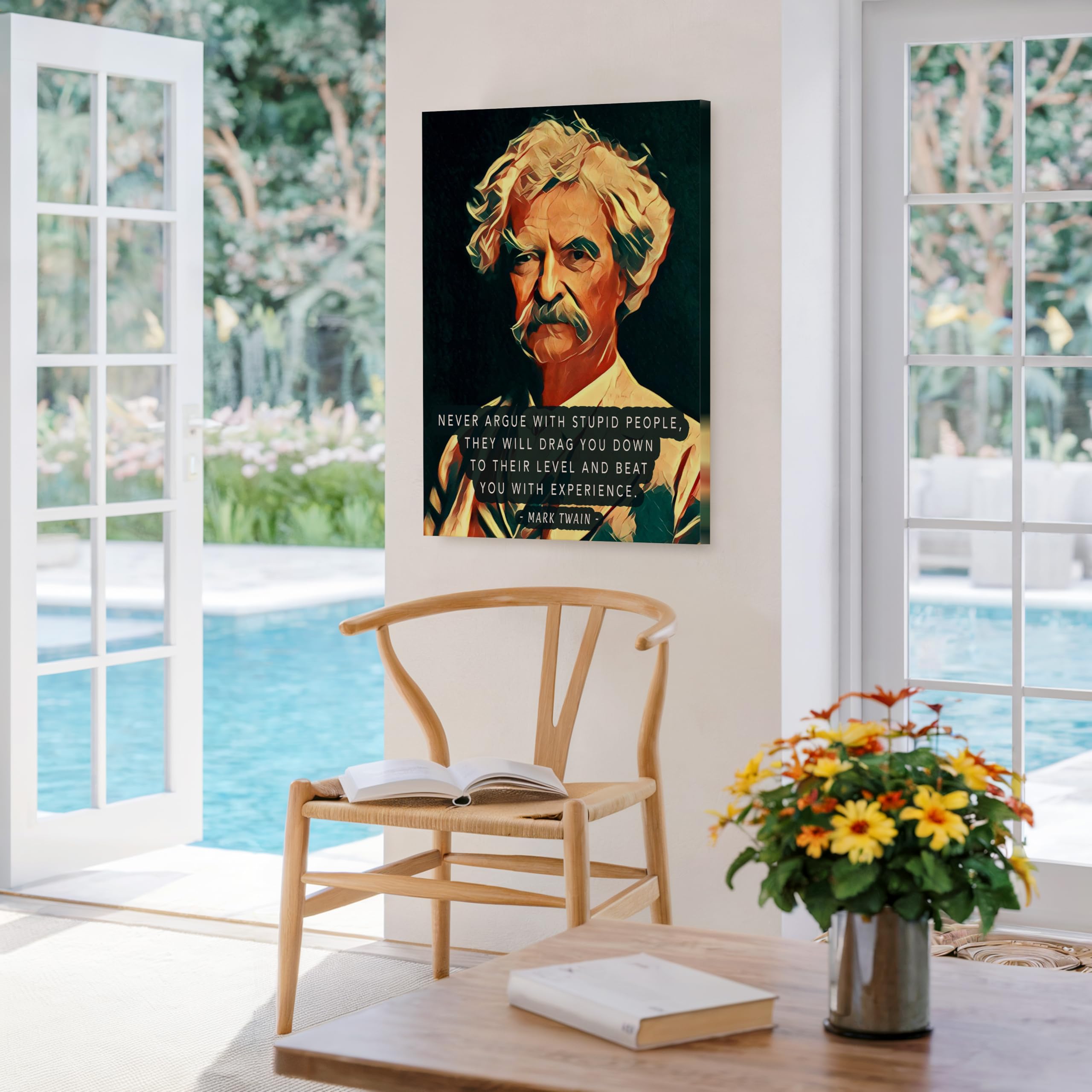 Monem Art Never Argue With Stupid People Canvas - Mark Twain Print - Motivational Quotes Art - Gift for Him & Her - Funny Inspiring Decor for Living Room, Dorm or Office - Available in 8x10" to 30x40" - Image 5