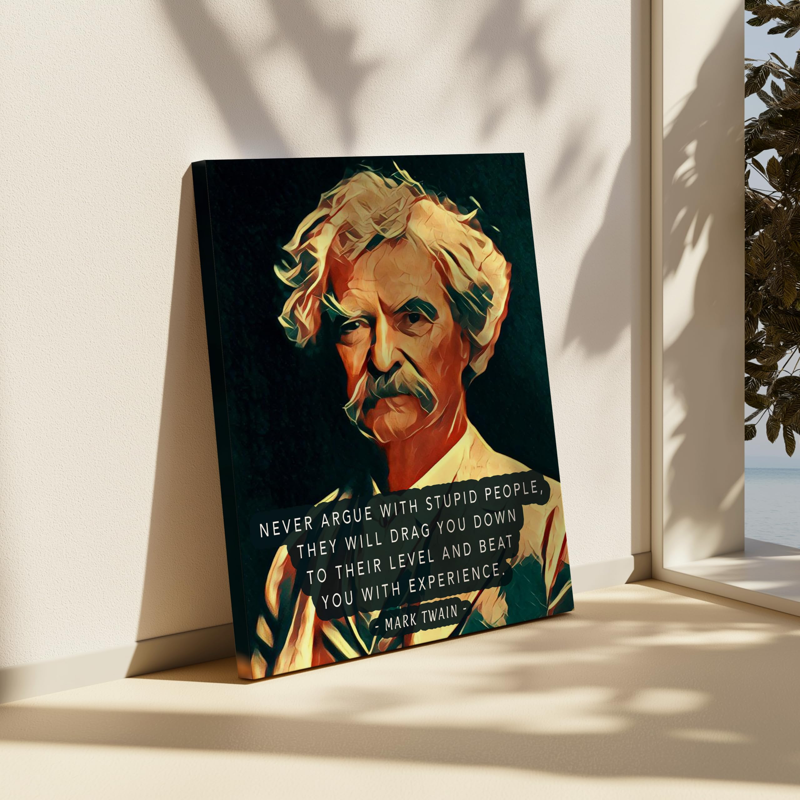 Monem Art Never Argue With Stupid People Canvas - Mark Twain Print - Motivational Quotes Art - Gift for Him & Her - Funny Inspiring Decor for Living Room, Dorm or Office - Available in 8x10" to 30x40" - Image 6