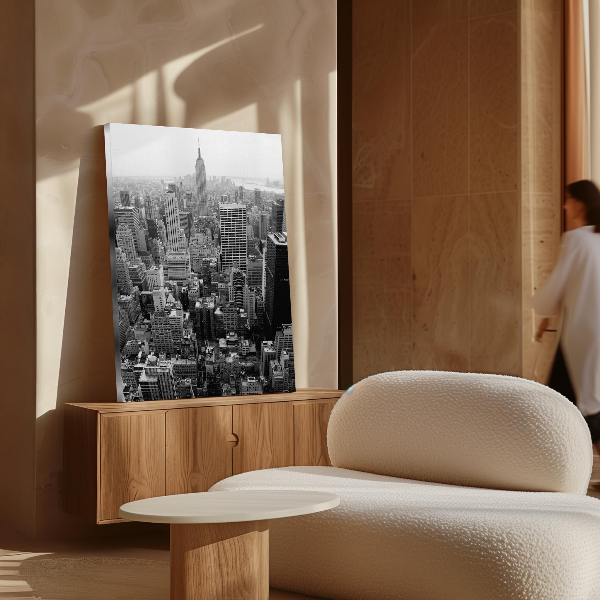 Monem Art New York City Canvas - Manhattan Print - New York Skyline Art - Black & White Photography - NYC Wall Design - Living Room or Bedroom Wall Decor - Available in 8x10" to 30x40" - Image 4