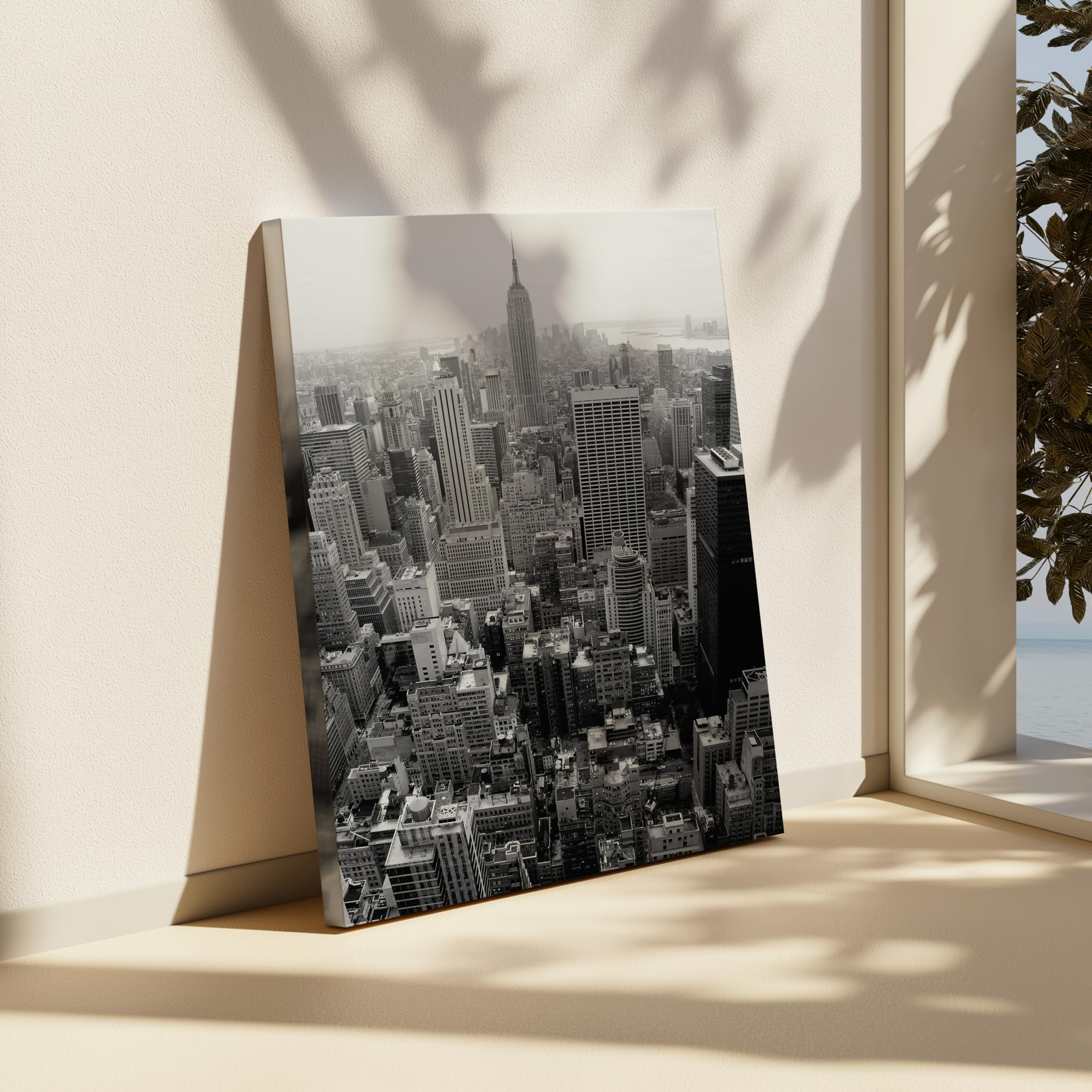 Monem Art New York City Canvas - Manhattan Print - New York Skyline Art - Black & White Photography - NYC Wall Design - Living Room or Bedroom Wall Decor - Available in 8x10" to 30x40" - Image 6