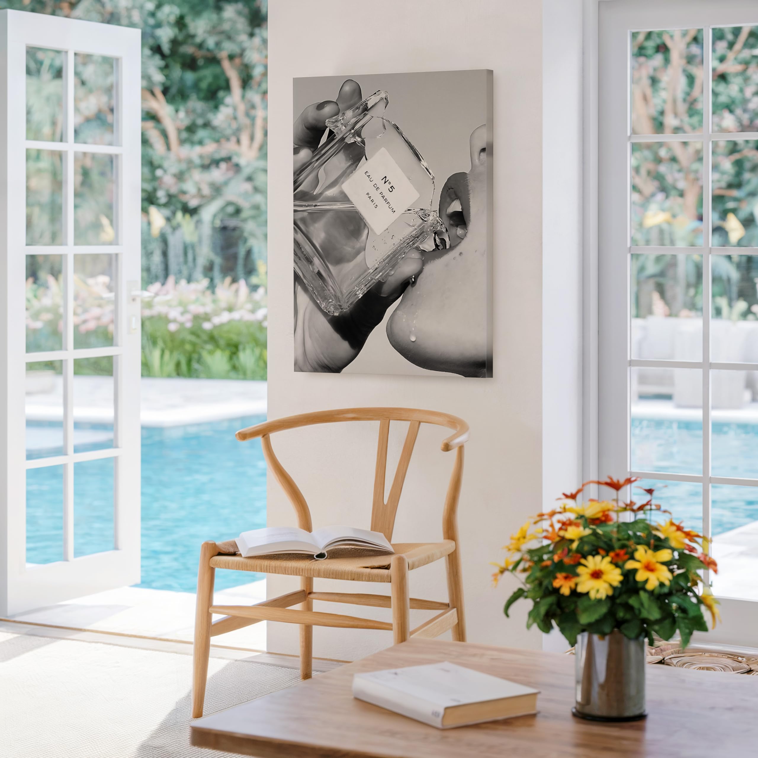 Monem Art Perfume Canvas - Drinking Perfume Print - Luxury Brand Art - Black and White Photography Wall Design - Girly Fashion Art - Girl's Room or Office Decor - Available in 8x10 to 30x40 - Image 4