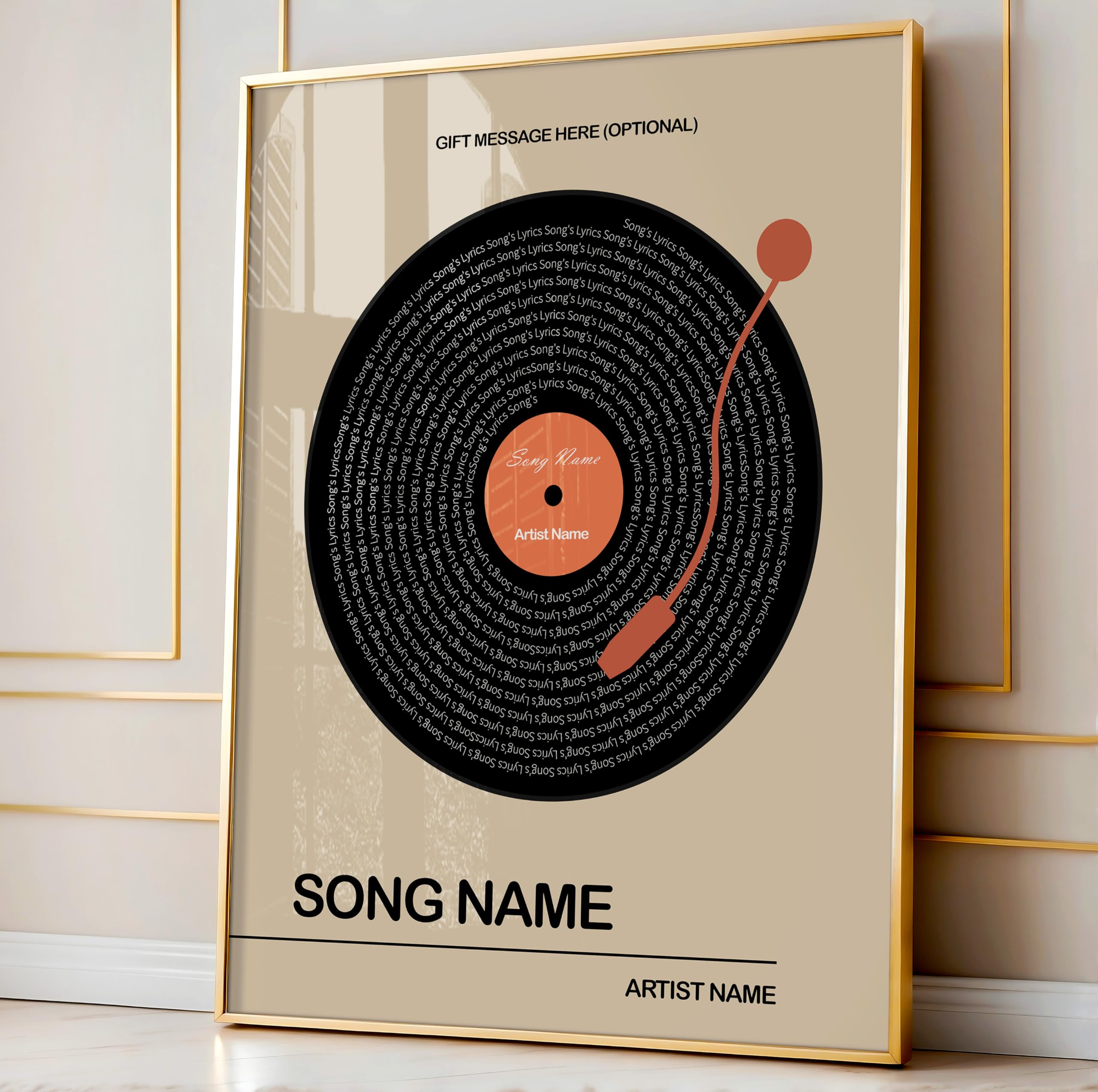 Monem Art Personalized Music Print, Customized Vinyl Song Lyrics Poster and Canvas, Modern Art, Gift for Couples, Available in 8x10" to 30x40" - Image 4