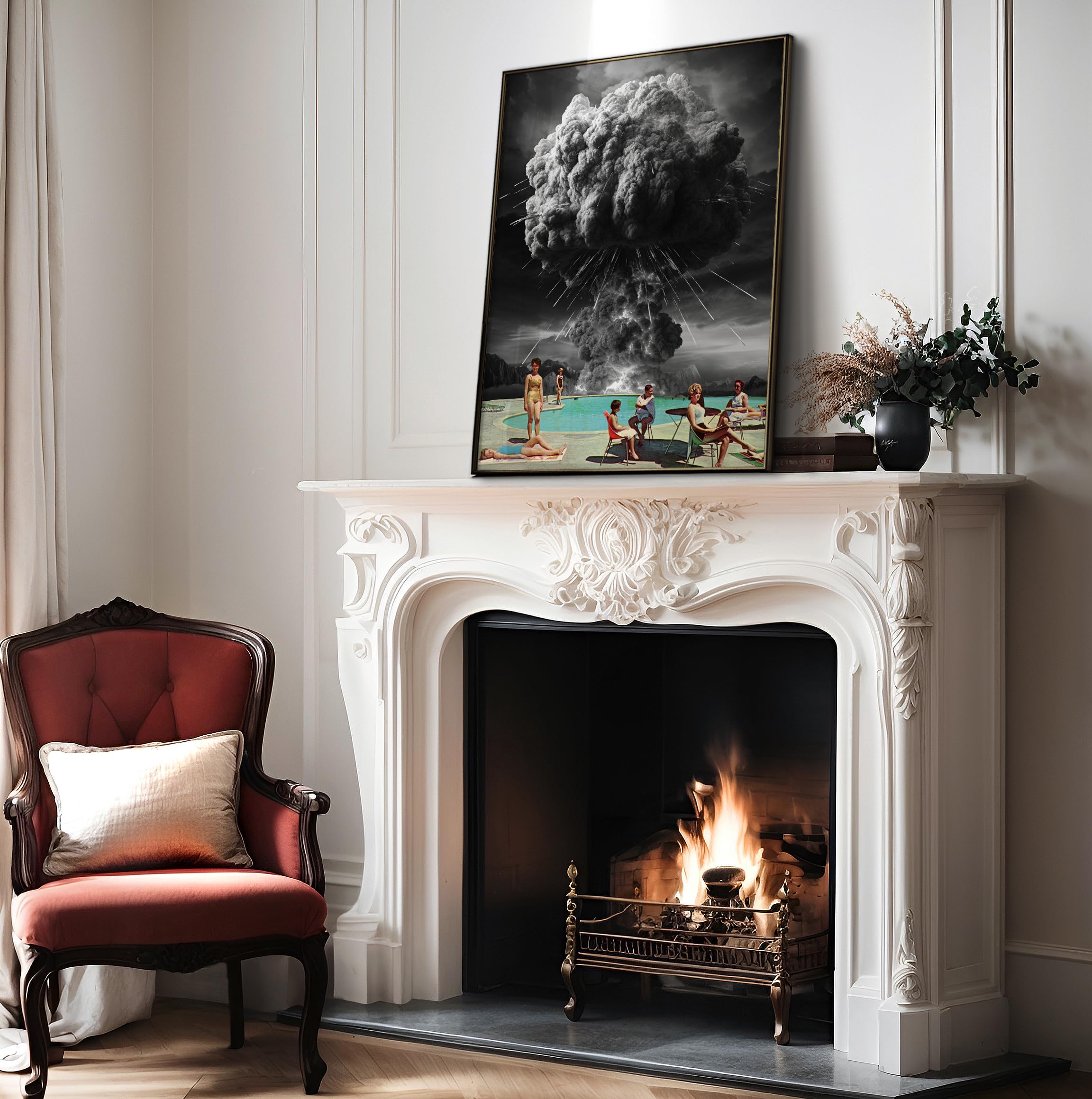 Monem Art Pool Party Poster - Retro Atomic Bomb Print - Collage Art - Trippy & Surreal Artwork - Armageddon Design - End of the World Graphic - Office or Living Room Decor - 8x10 UNFRAMED - Image 4