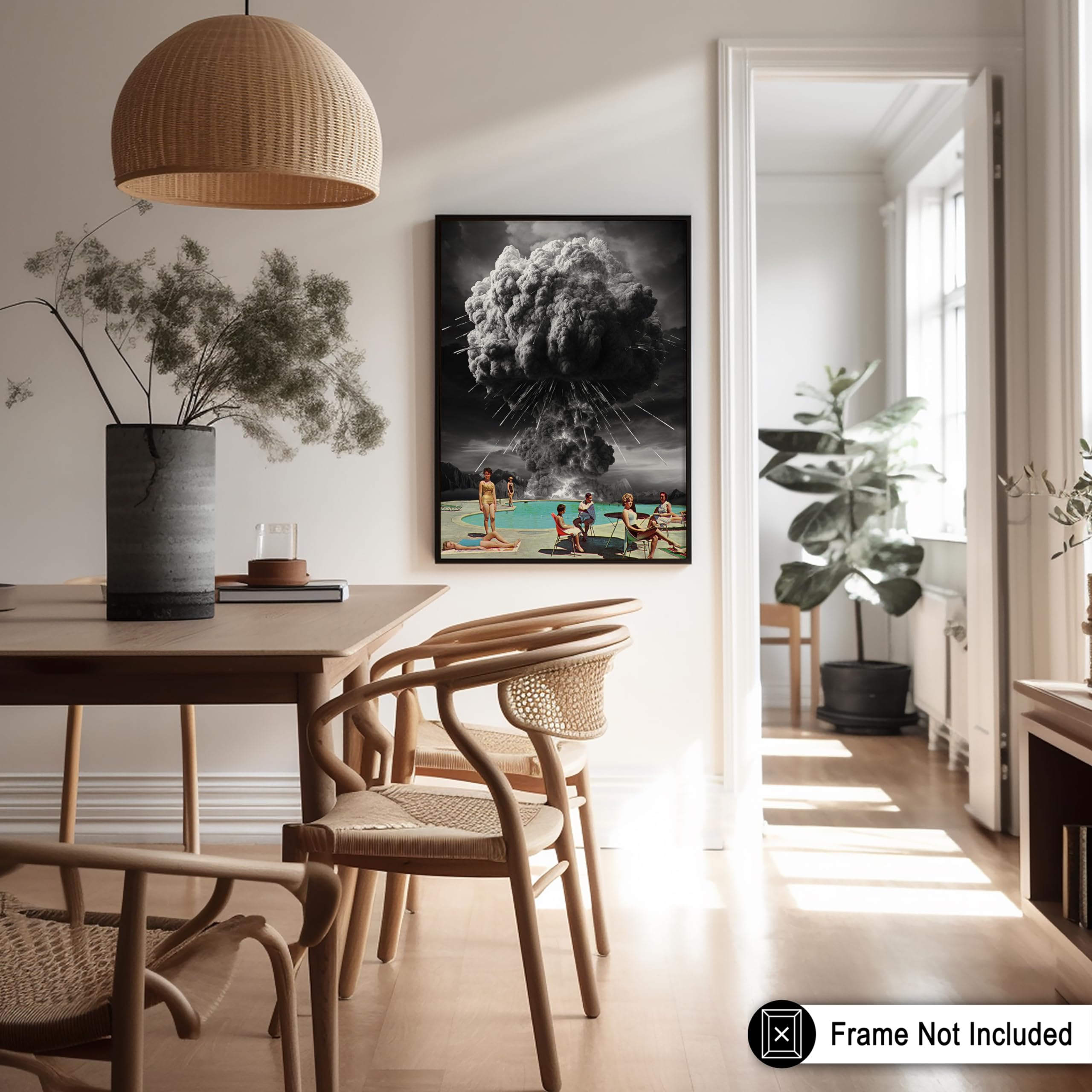 Monem Art Pool Party Poster - Retro Atomic Bomb Print - Collage Art - Trippy & Surreal Artwork - Armageddon Design - End of the World Graphic - Office or Living Room Decor - 8x10 UNFRAMED - Image 5