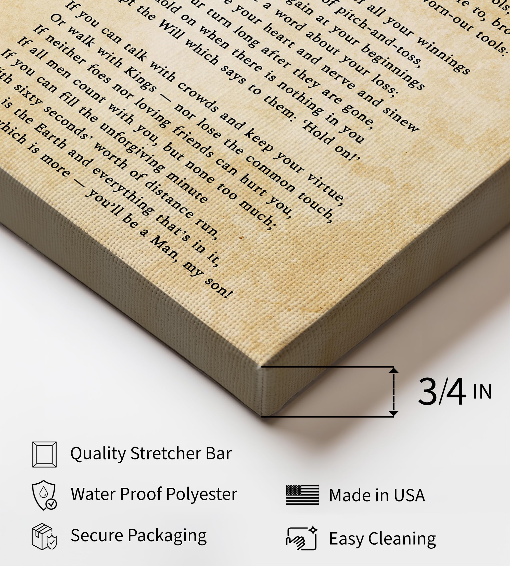 Monem Art Rudyard Kipling Canvas - IF Poem Print - Motivational Quote Art - Literature Gift for Men, Women - Poetry Art - Inspiring Decor for Living Room, Office - Available in 8x10" to 30x40" - Image 3