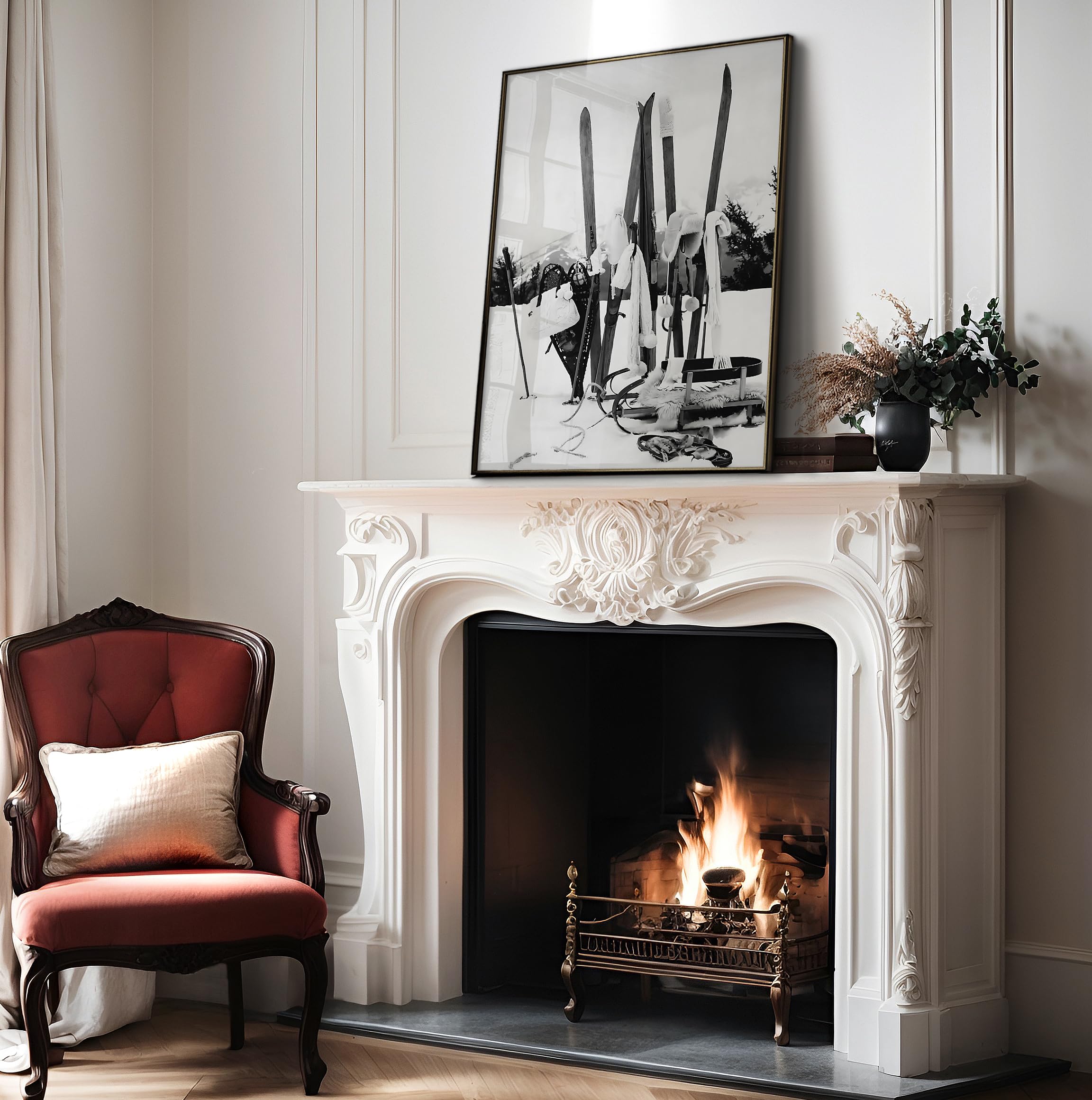 Monem Art Ski Gears Print - Winter Sports Poster - Black and White Photography Art - Landscape Wall Design - Great Bedroom or Living Room Wall Decor - 8x10 UNFRAMED Wall Art - Image 4