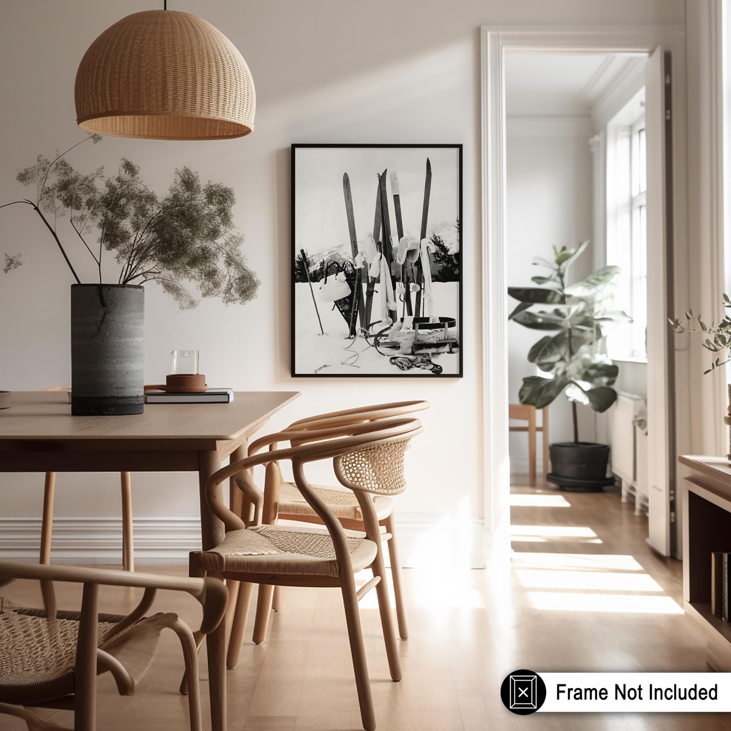 Monem Art Ski Gears Print - Winter Sports Poster - Black and White Photography Art - Landscape Wall Design - Great Bedroom or Living Room Wall Decor - 8x10 UNFRAMED Wall Art - Image 5