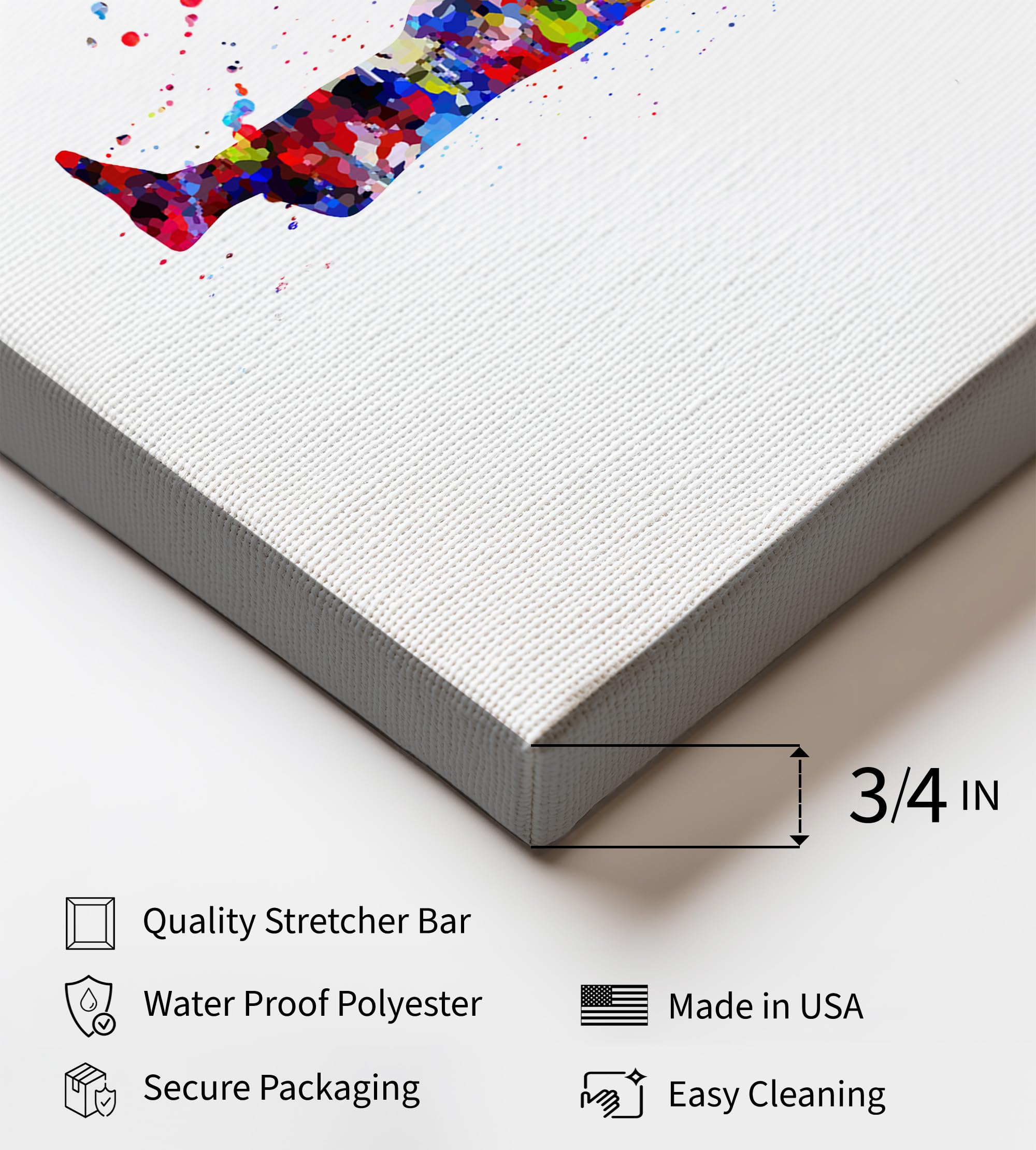 Monem Art Sports Canvas - Martial Arts Print - Taekwondo & Karate Art - Watercolor Silhouette Design - Abstract Standing Kick Art - Great Gym Wall Decor - Available in 8x10" to 30x40" - Image 3