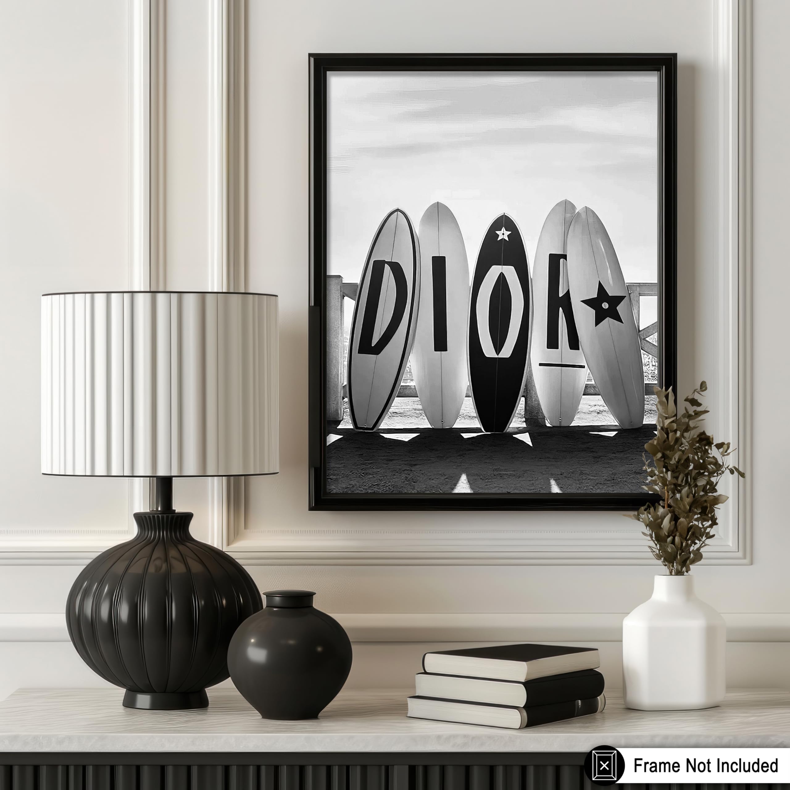 Monem Art Surfboards - Fashion Surfboard Print - Beach and Luxury Brand Art - Photography - Black and White - Bedroom or Beach House Decor - 8x10 UNFRAMED Wall Art - Image 3