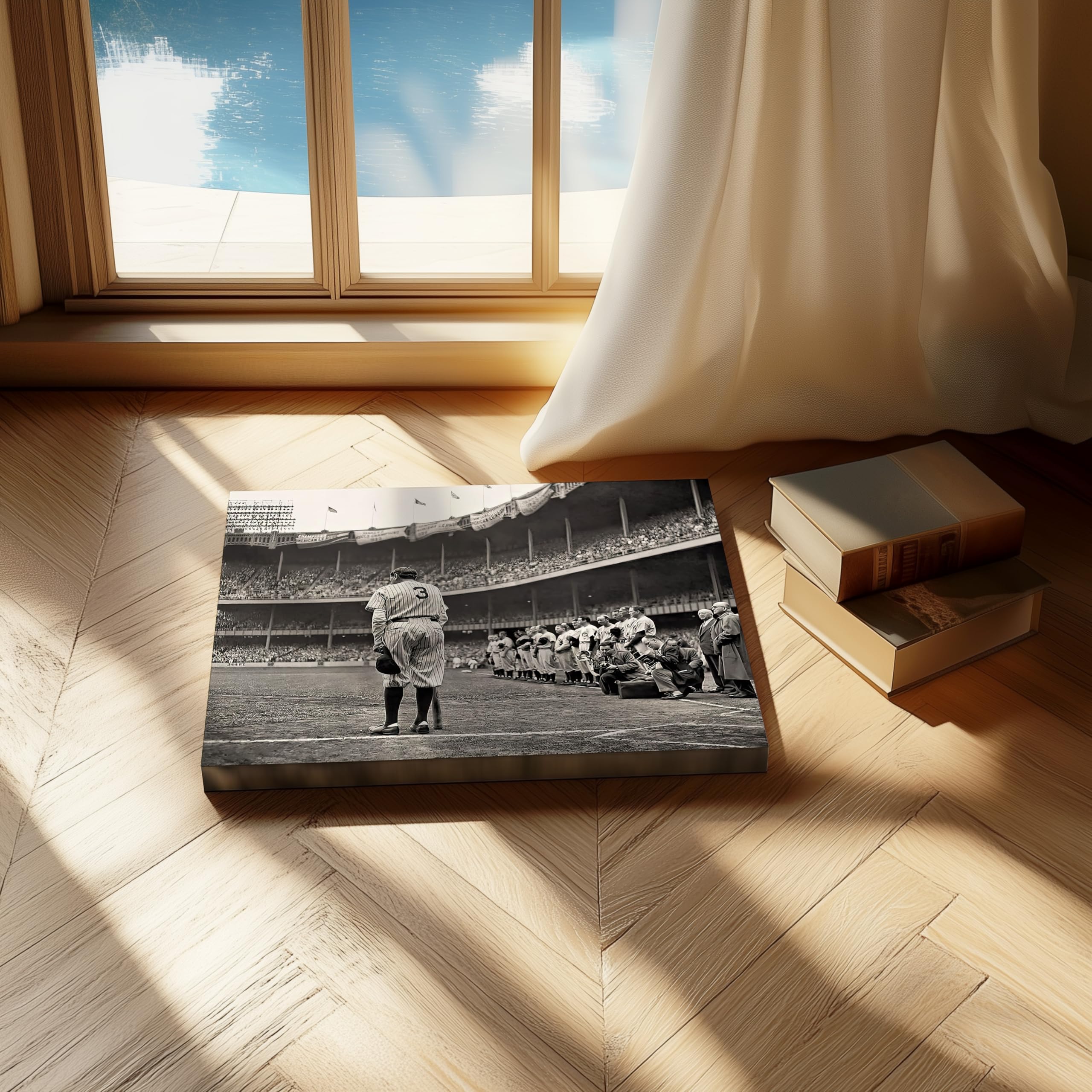 Monem Art The Babe Bows Out Canvas - Retro Babe Ruth Retires Print - Sports Art - Gift for Him, Men, Athlete - Baseball Art - Decor for Man Cave, Gym, Living Room - Available in 8x10" to 30x40" - Image 4