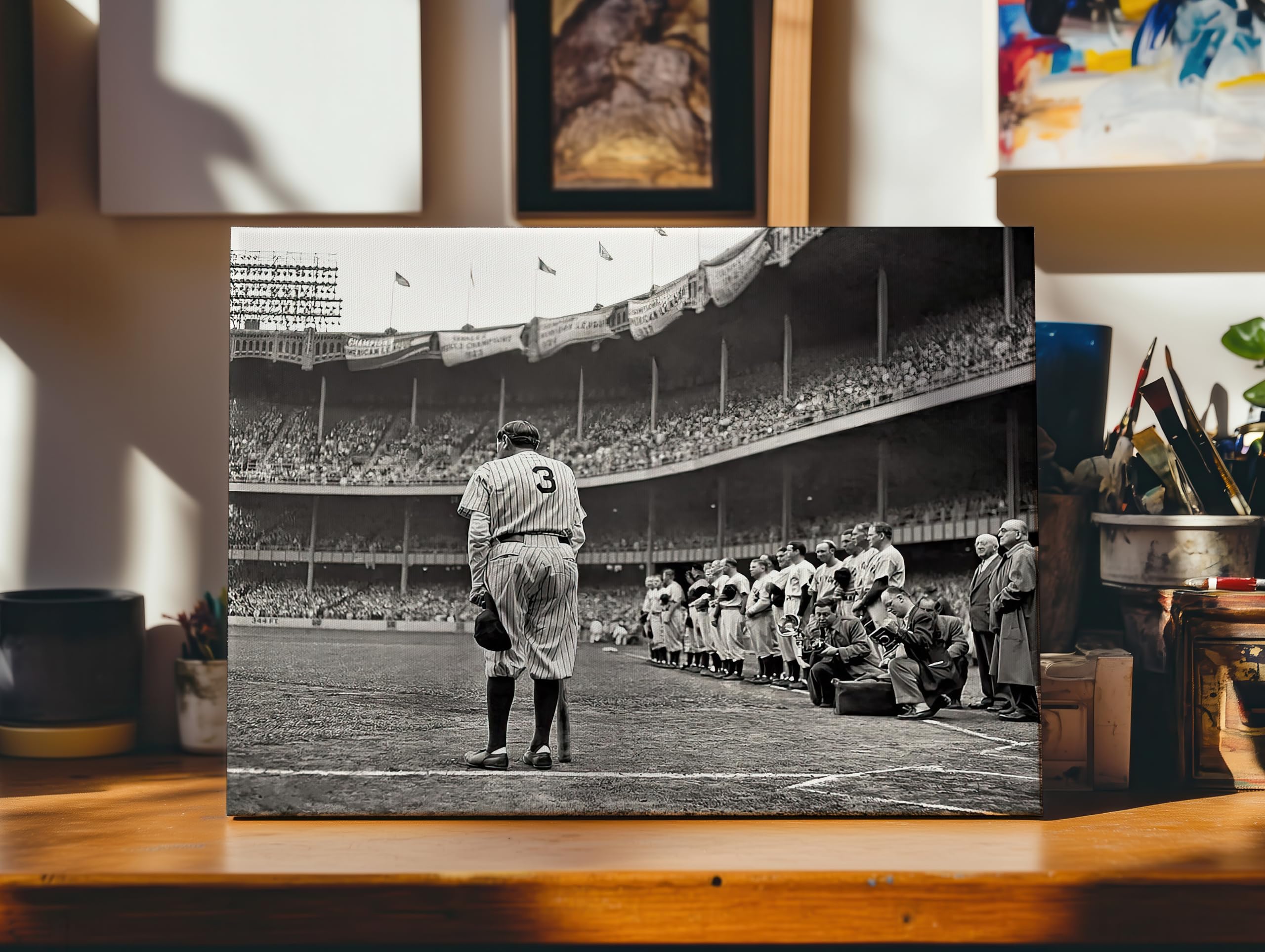 Monem Art The Babe Bows Out Canvas - Retro Babe Ruth Retires Print - Sports Art - Gift for Him, Men, Athlete - Baseball Art - Decor for Man Cave, Gym, Living Room - Available in 8x10" to 30x40" - Image 6