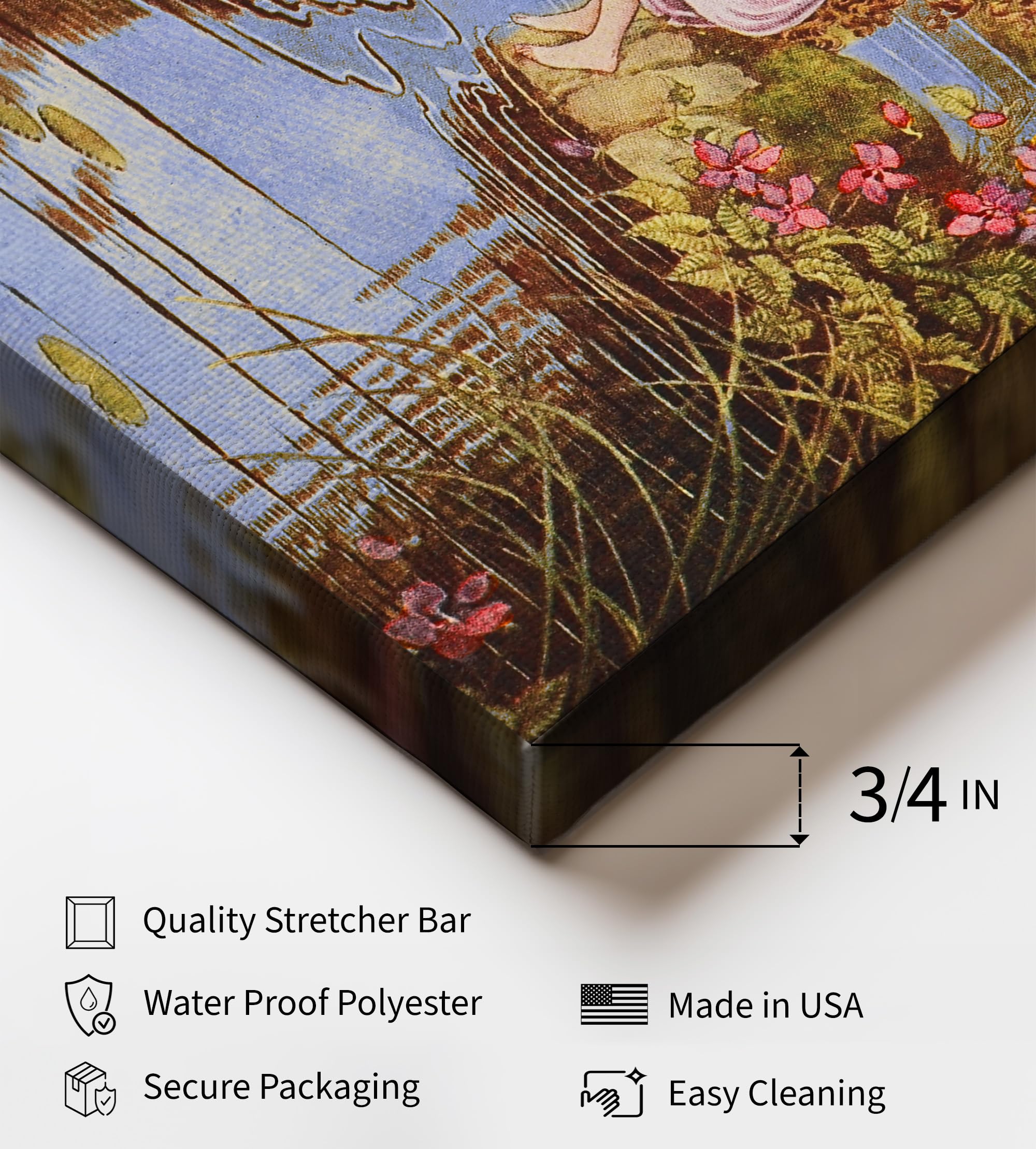 Monem Art The Little Green Road To Fairyland Canvas - Frog and Fairy Print - Lake Art - Children's Book Wall Design - Great Nursery or Kid's Room Wall Decor - Available in 8x10 to 30x40 - Image 3