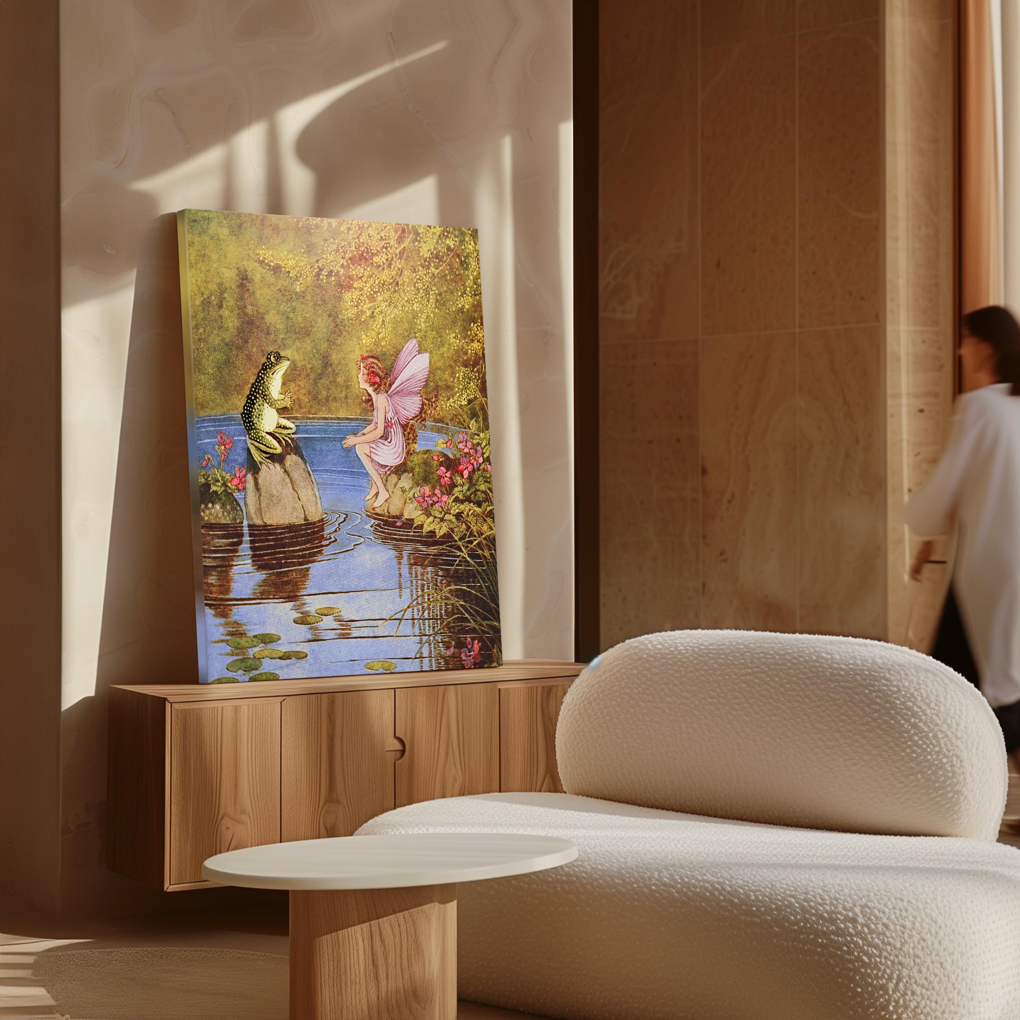 Monem Art The Little Green Road To Fairyland Canvas - Frog and Fairy Print - Lake Art - Children's Book Wall Design - Great Nursery or Kid's Room Wall Decor - Available in 8x10 to 30x40 - Image 4