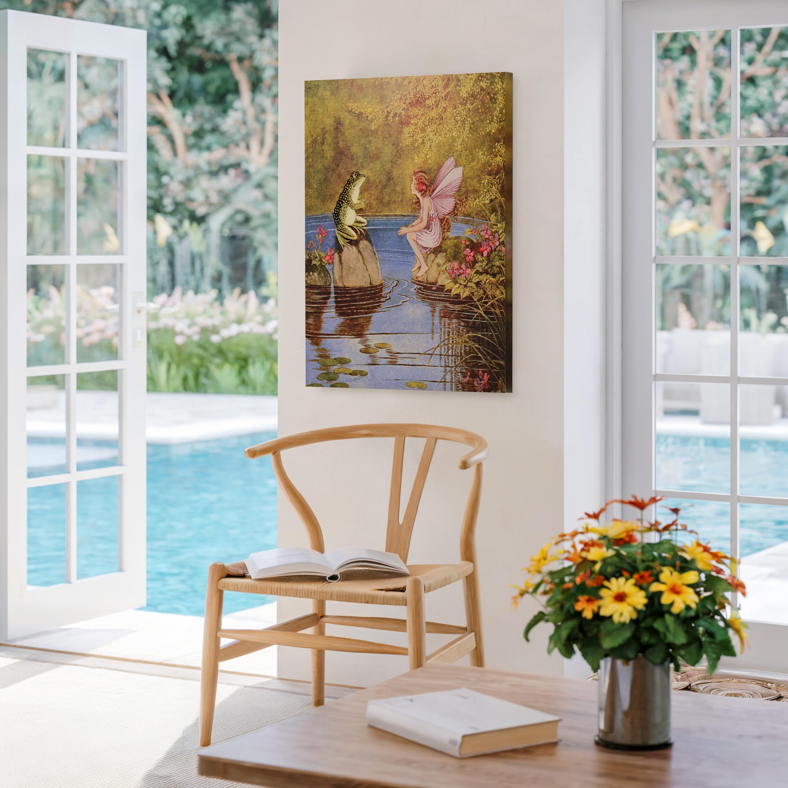 Monem Art The Little Green Road To Fairyland Canvas - Frog and Fairy Print - Lake Art - Children's Book Wall Design - Great Nursery or Kid's Room Wall Decor - Available in 8x10 to 30x40 - Image 5