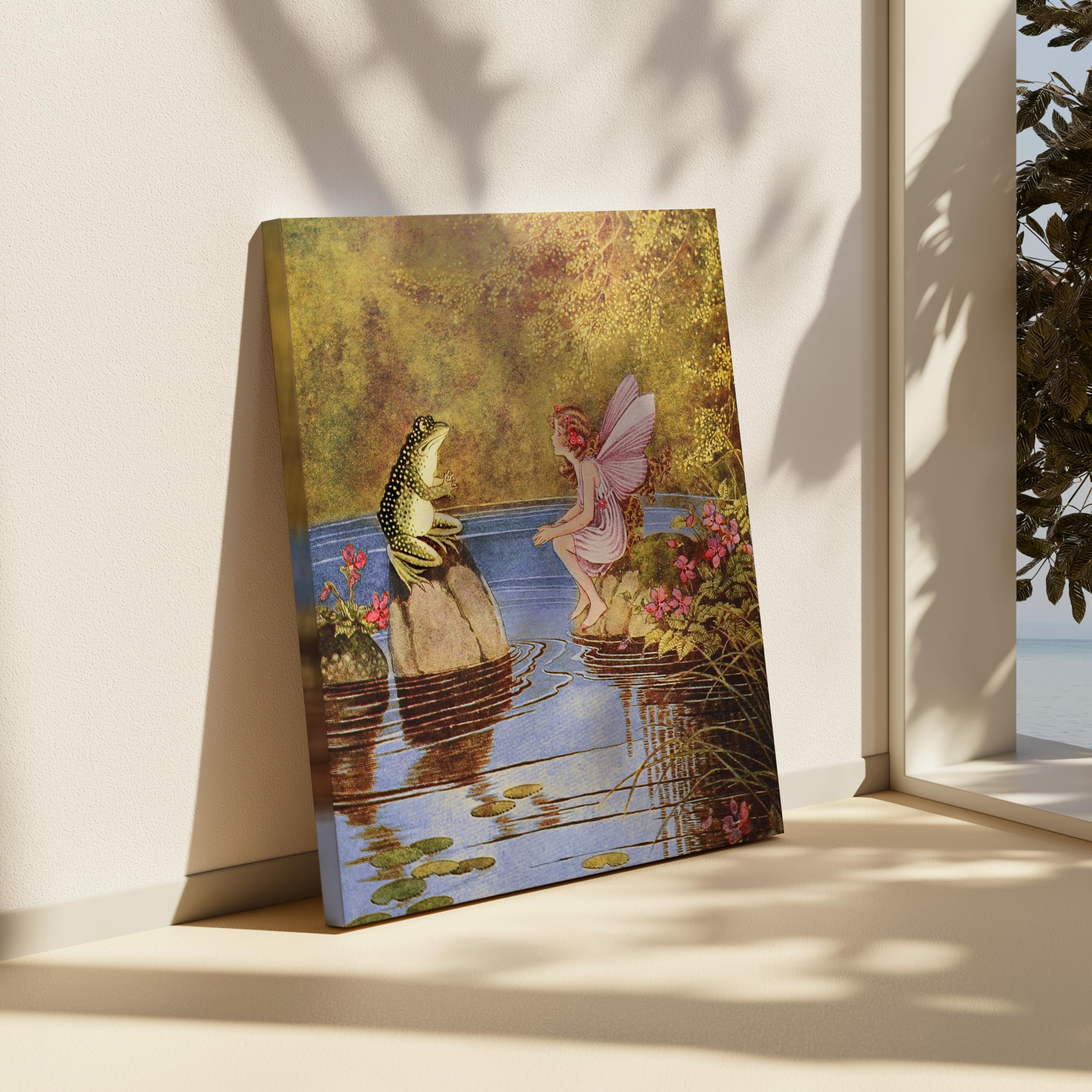 Monem Art The Little Green Road To Fairyland Canvas - Frog and Fairy Print - Lake Art - Children's Book Wall Design - Great Nursery or Kid's Room Wall Decor - Available in 8x10 to 30x40 - Image 6