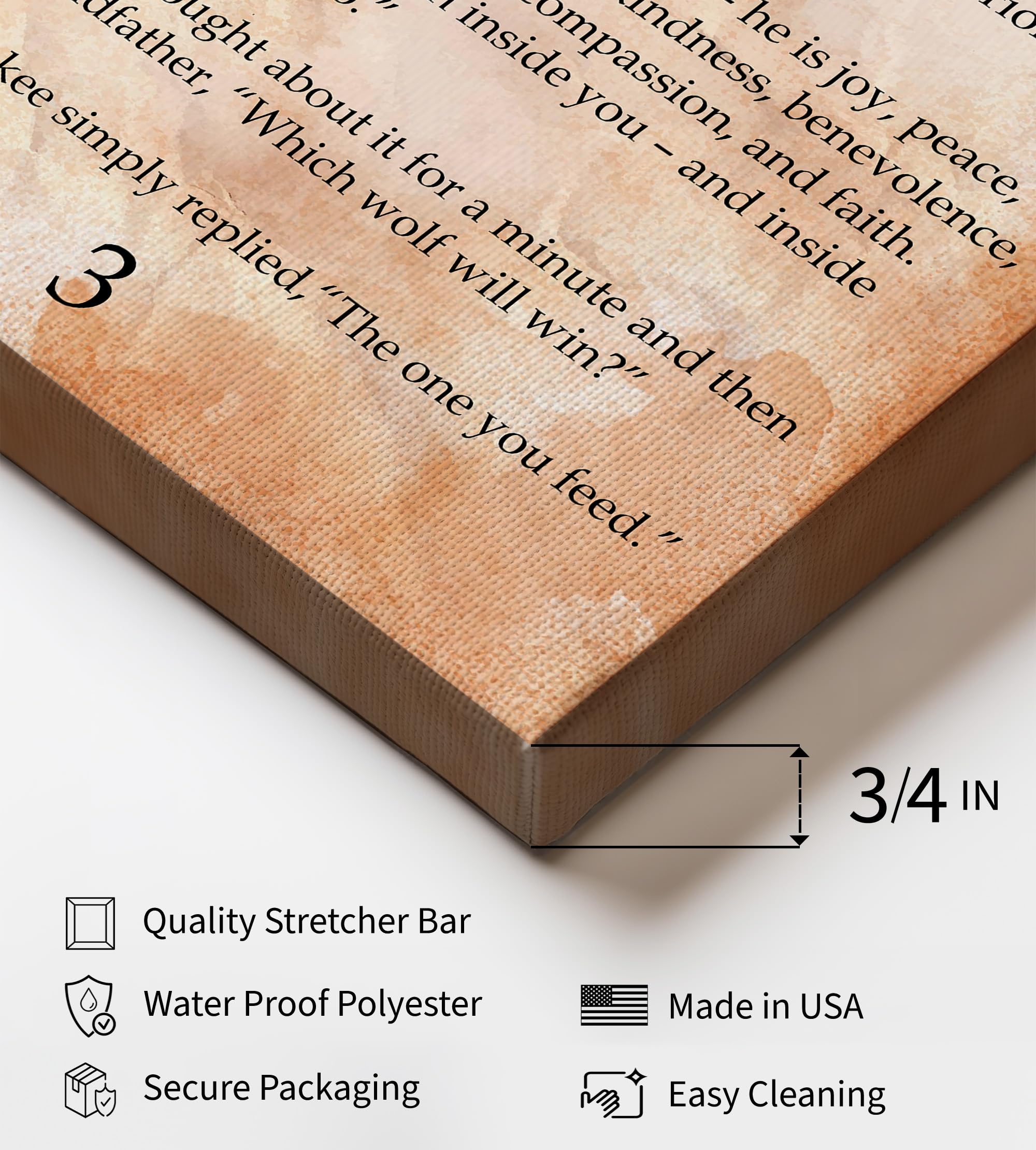 Monem Art Two Wolves Canvas - Cherokee Story Print - Native American Quote Art - Housewarming Gift for Him, Her - Motivational Wall Decor for Bedroom, Nursery - Available in 8x10" to 30x40" - Image 3