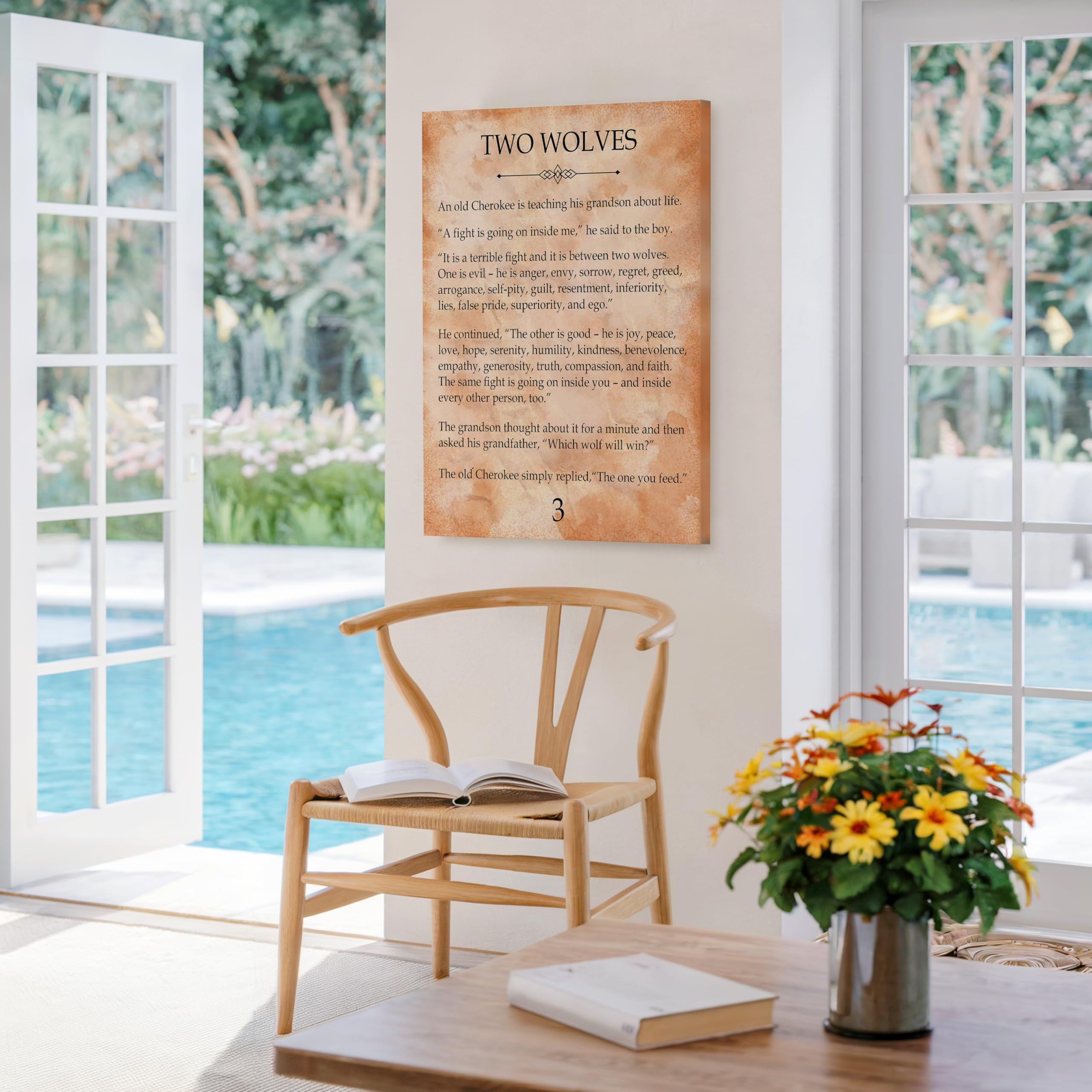 Monem Art Two Wolves Canvas - Cherokee Story Print - Native American Quote Art - Housewarming Gift for Him, Her - Motivational Wall Decor for Bedroom, Nursery - Available in 8x10" to 30x40" - Image 5